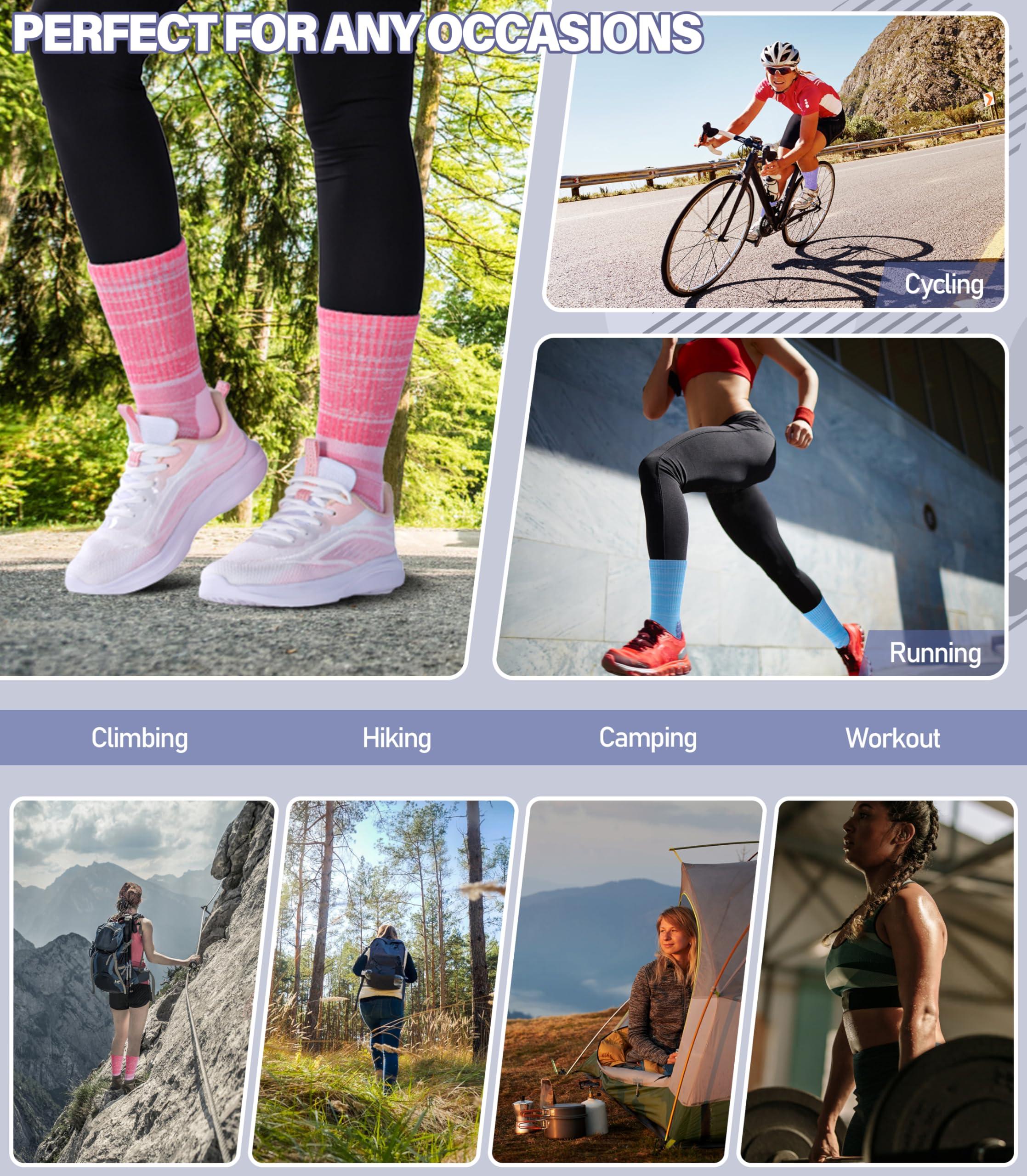 DOSKONI Women Hiking Crew Socks Running Athletic Thick Cushion Compression Moisture Wicking Walking Socks 5 Pairs - Image 5