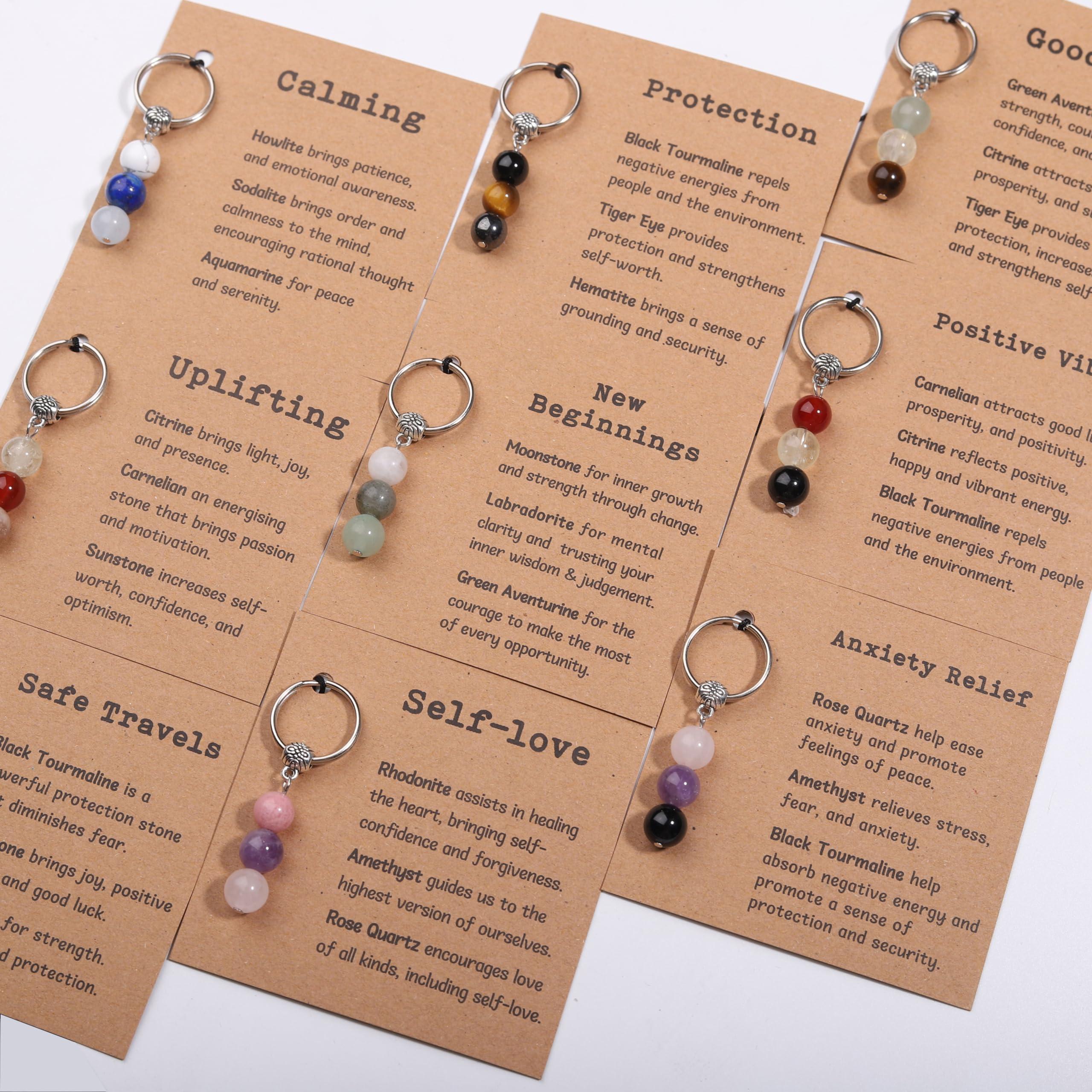 GINAZL Natural Crystals Keychain Gift for New Beginnings, Small Healing Stones Keychain for Anxiety Relief. Healing Crystals - Image 7