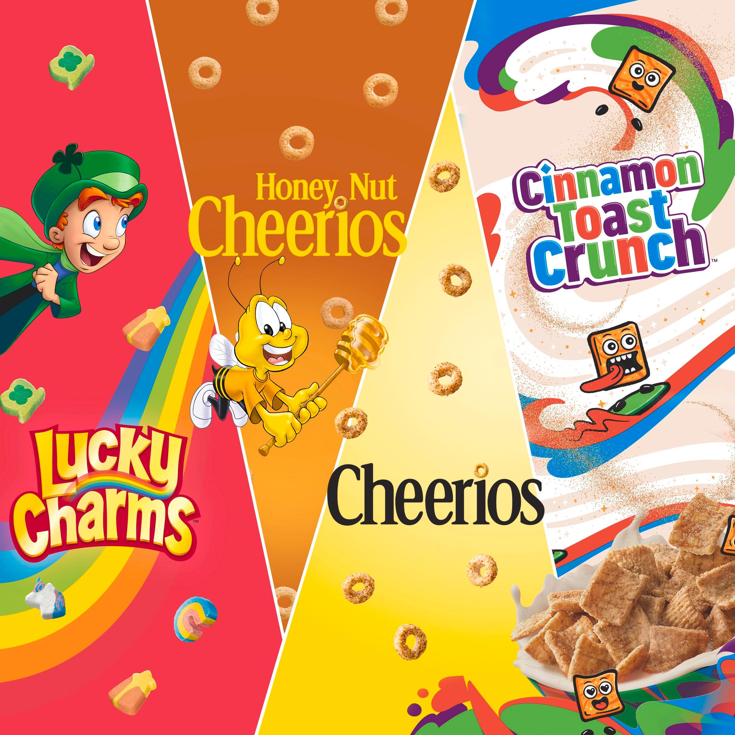 General Mills Cereal Variety Pack, Lucky Charms, Cinnamon Toast Crunch, Cheerios, and Honey Nut Cheerios, 8 Single Serve Pouches, 9.14 oz - Image 4