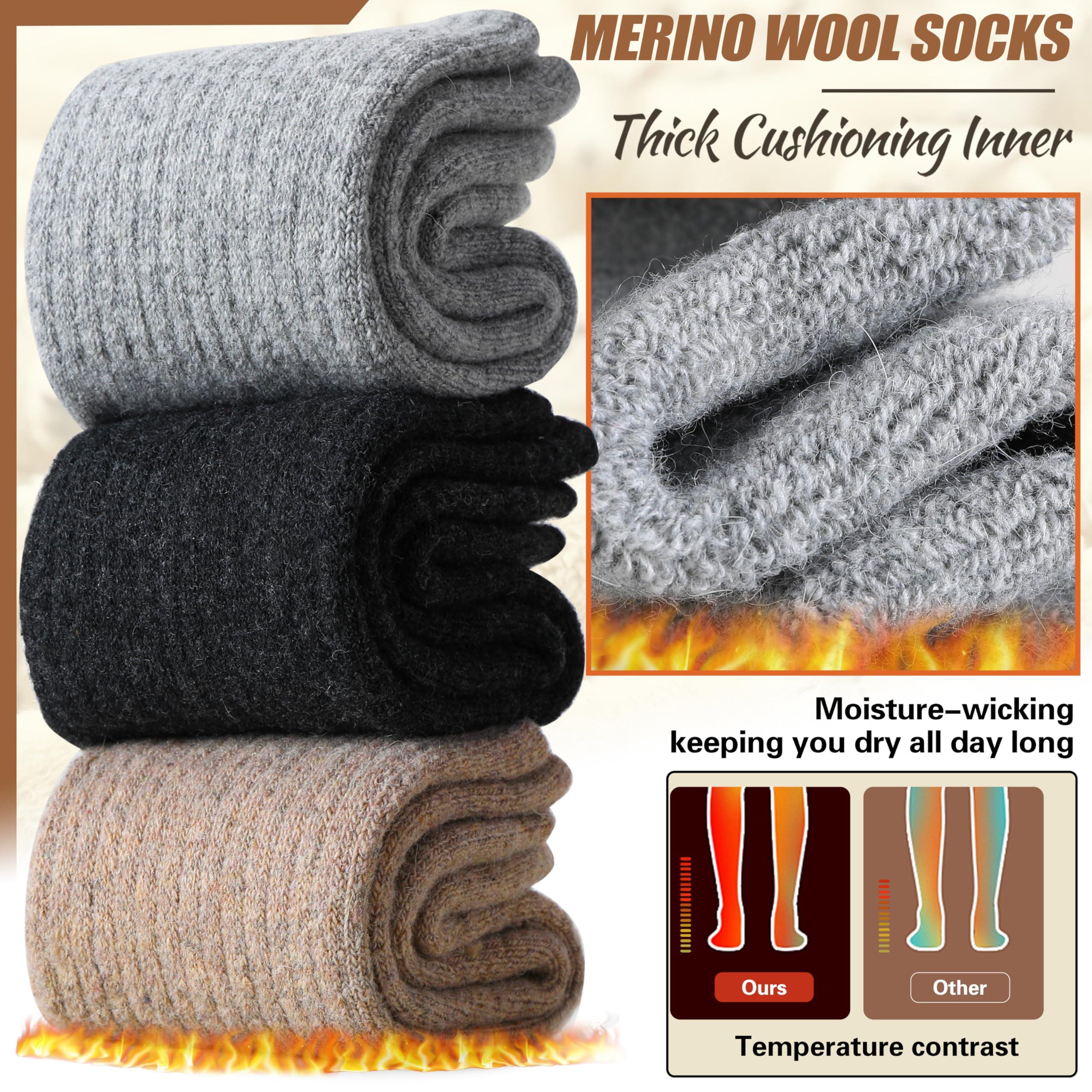 EBMORE Merino Wool Socks for Women Hiking Thermal Warm Winter Thick Boot Cozy Crew Comfy Work Socks for Ladies 5 Pairs - Image 2