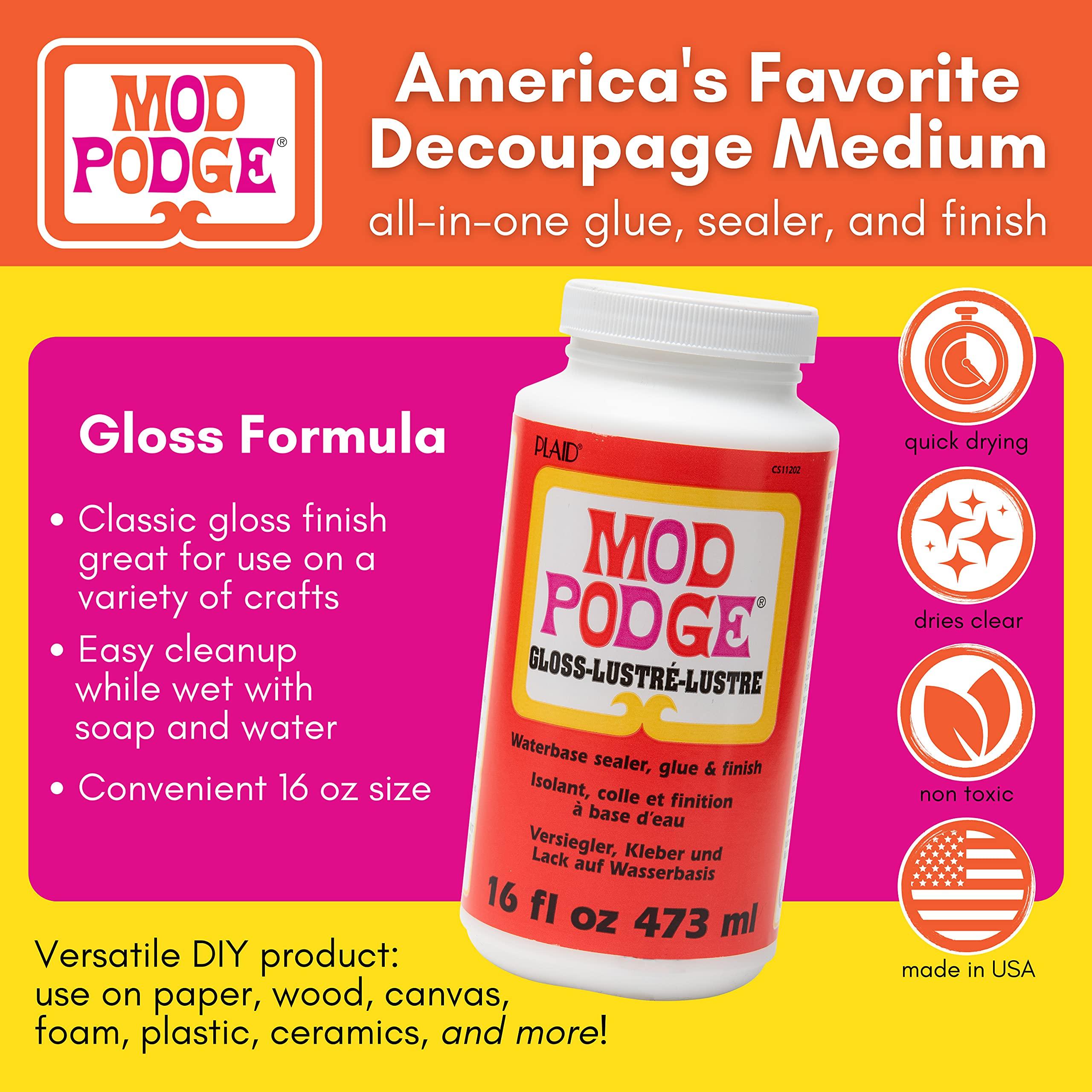 Mod Podge Gloss Sealer, Glue & Finish: All-in-One Craft Solution- Quick Dry, Easy Clean, for Wood, Paper, Fabric & More. Non-Toxic - Craft with Confidence, Made in USA, 16 oz., Pack of 1 - Image 2