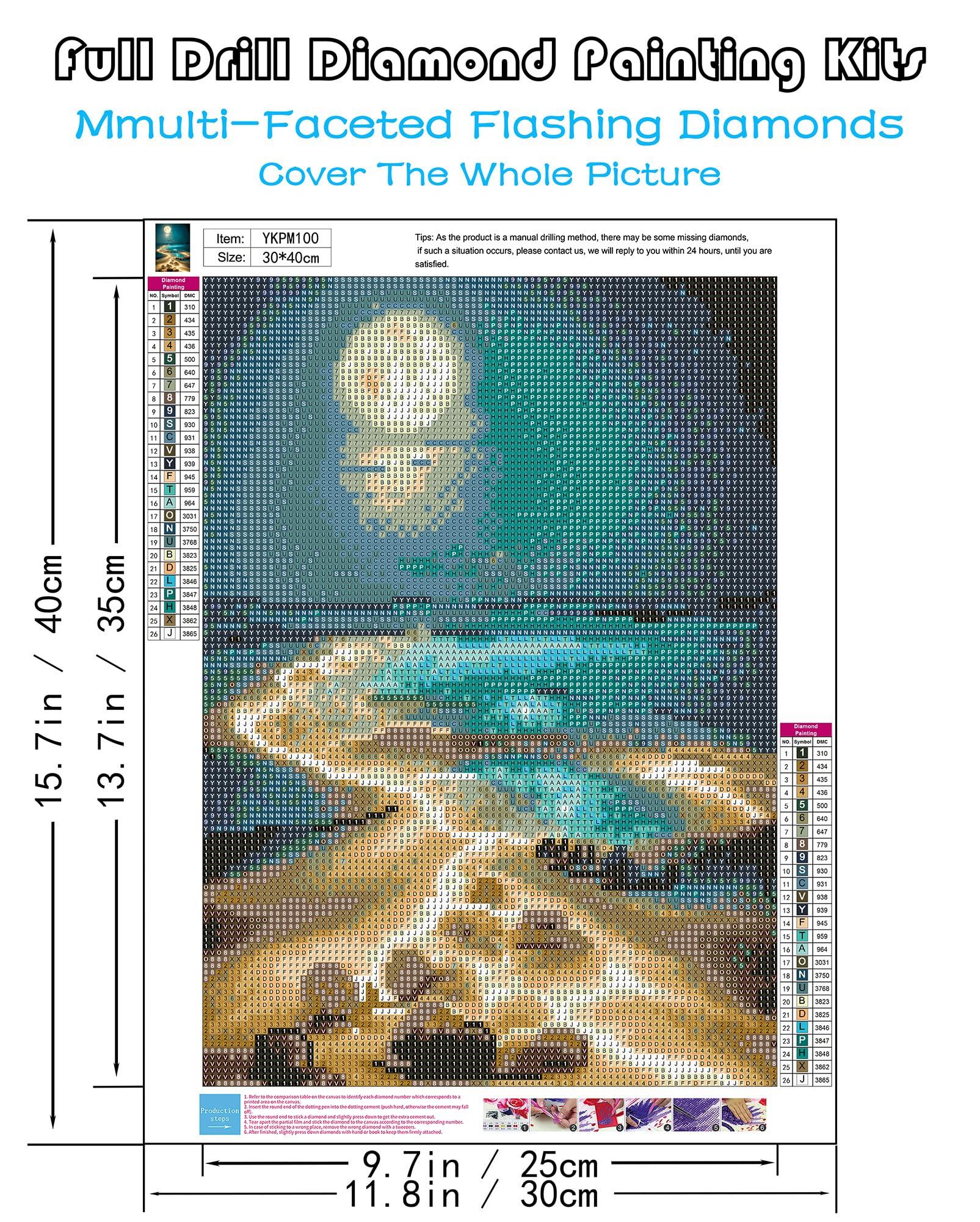 KINPLUB Moonlight Beach Diamond Painting Kits for Adults, 5D Seaside Moon Diamond Art Kits for Beginners, DIY Full Drill Paint with Diamond, Home Wall Decor 12 x 16 Inch - Image 4