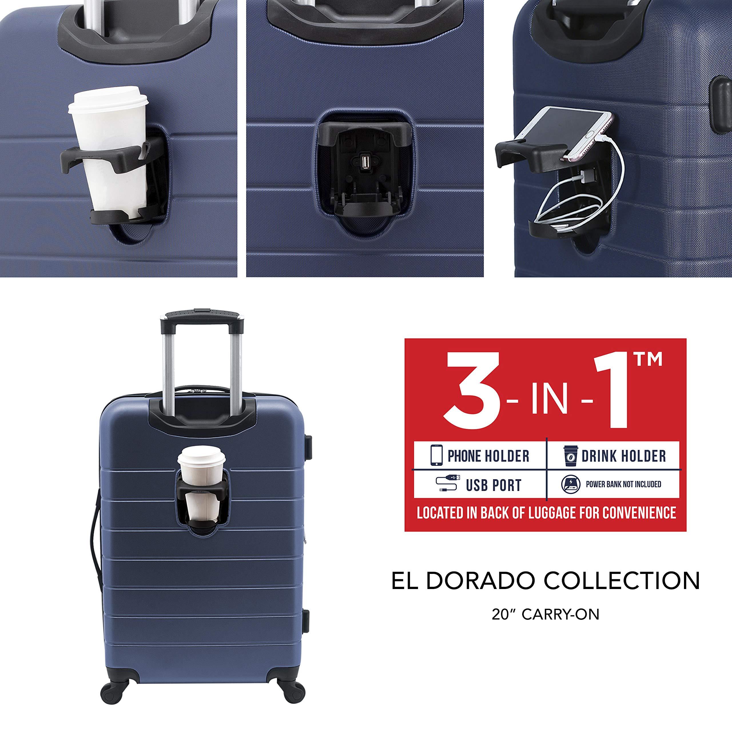Wrangler Smart Luggage Cup Holder and USB Port, Navy Blue, 2 Piece Set - Image 2