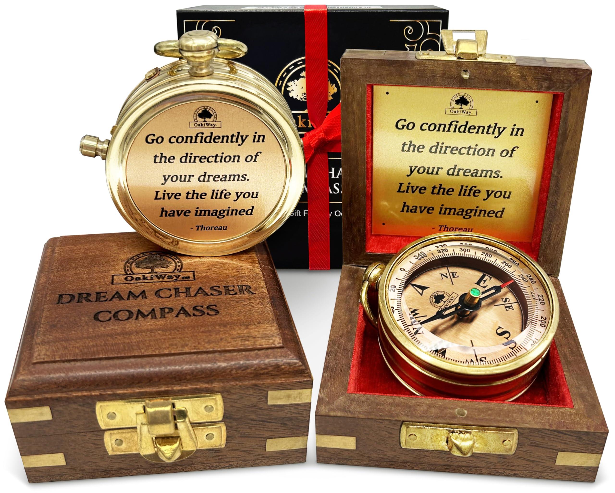 The Dream Chaser Compass in Wooden Box - 2025 Graduation Gifts for Him, College, High School, Birthday Gift Idea for Son, Boys, Daughter - Greeting Card Included, Inspirational, Motivational Present - Image 9