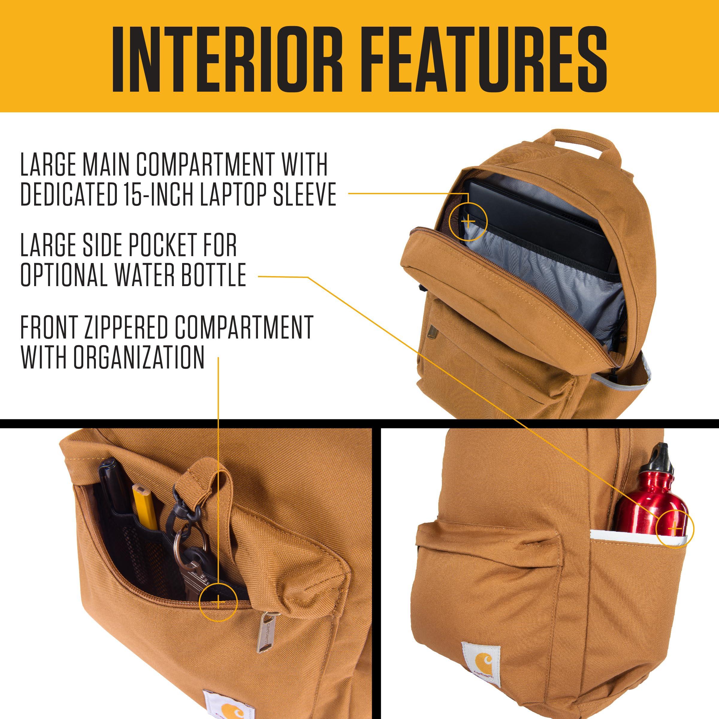Carhartt 21L Classic Laptop Backpack, Water-Resistant Pack W/ 15" Laptop Sleeve and Organizational Compartments, PFAS Free, Black - Image 5