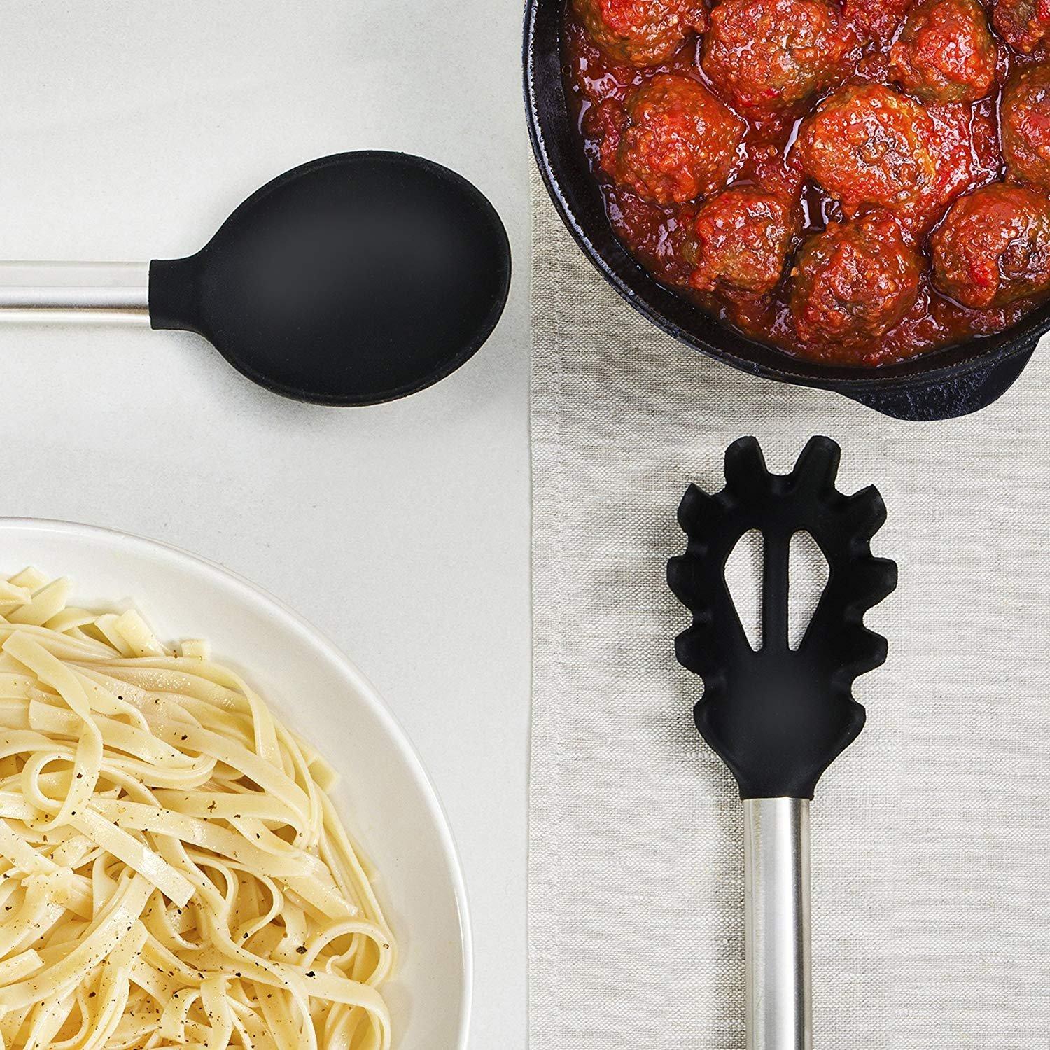 Kitchen Utensil Set-Silicone Cooking Utensils-33 Kitchen Gadgets & Spoons for Nonstick Cookware-Silicone and Stainless Steel Spatula Set-Best Kitchen Tools, Useful Pots and Pans Accessories - Image 2