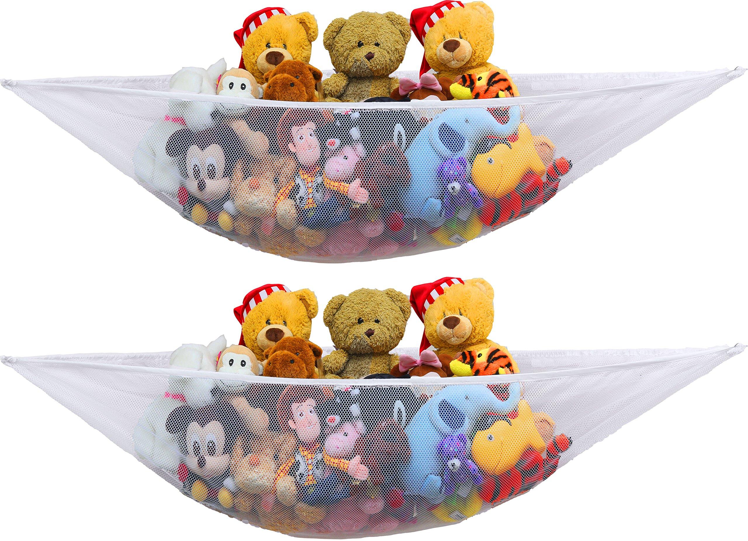 Simple Houseware 2 PK - Stuffed Animals Jumbo Toy Storage Hammock, White