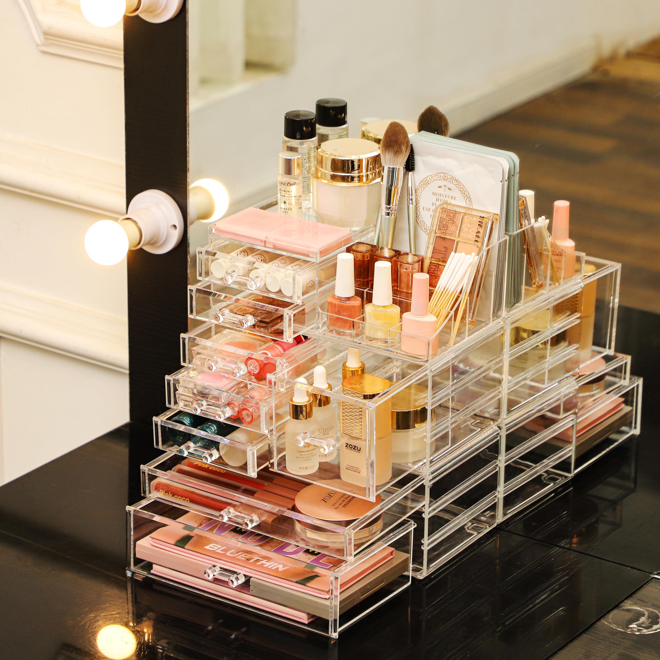 Acrylic Clear Makeup Organizer Countertop,Stackable Skincare Organizer for Vanity With 8 Drawers,Large Plastic Desk Accessories Organization,Bathroom Cosmetic Organizer Countertop for Beauty,Skin Care - Image 7