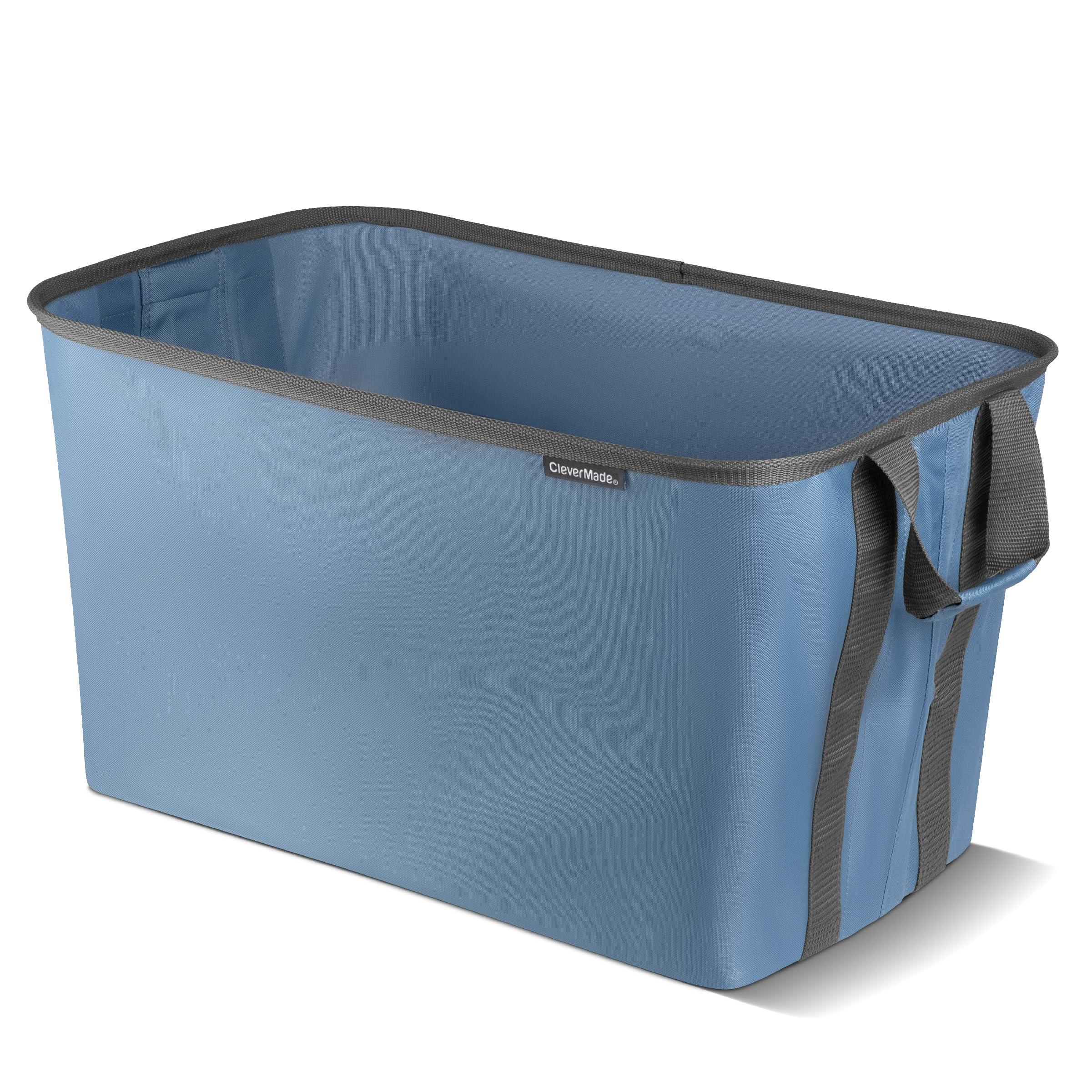 CleverMade Collapsible Laundry Basket Hamper - Denim Shadow Gray 2-Pack 60L - Space Saving Storage Organizer with Handles Foldable Home Organization - Image 7