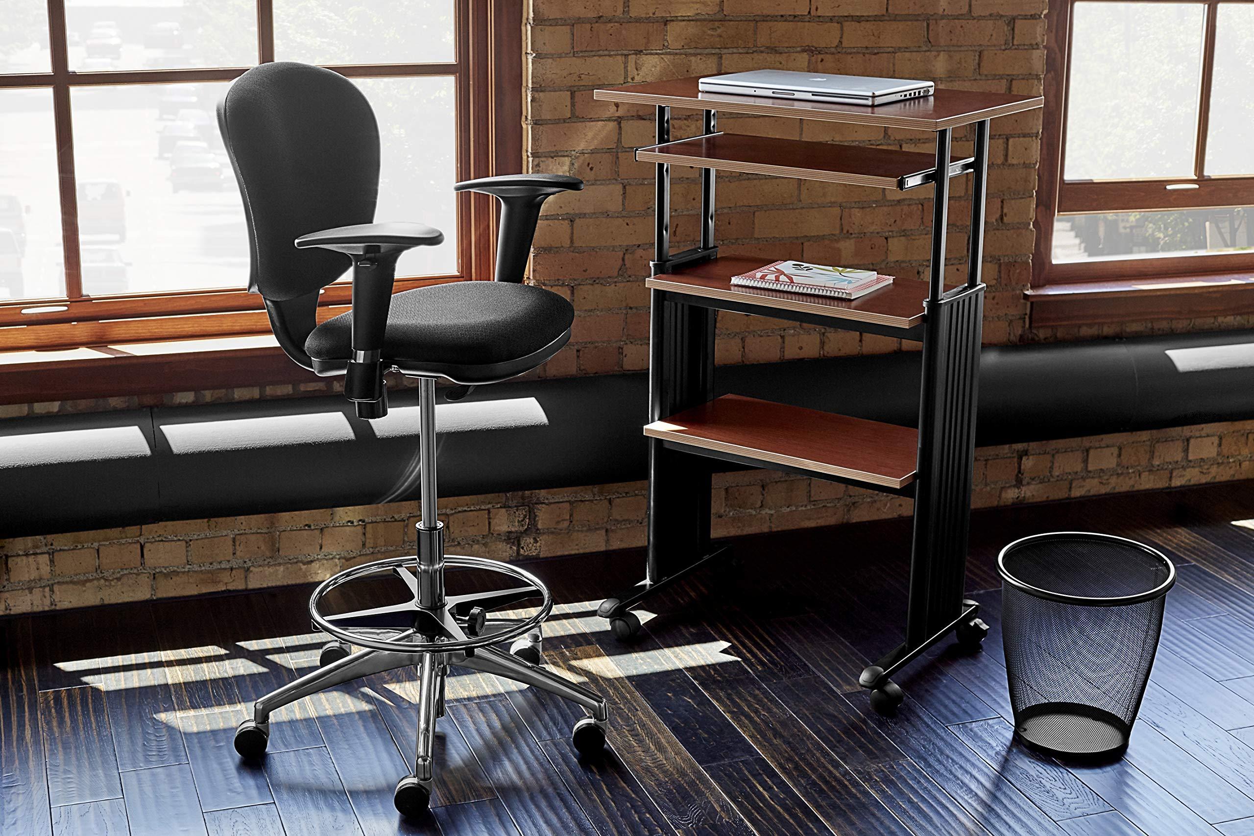 Safco 1929CY MUV Mobile Stand-Up Height-Adjustable Desk,Keyboard Storage, Steel Frame Construction, Durable Melamine Laminate Work Surface, 4 Wheels, Narrow Design - Image 8