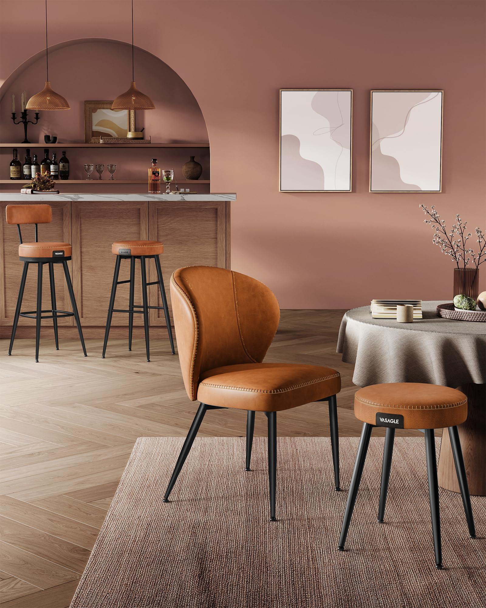 VASAGLE EKHO Collection - Bar Stools Set of 2, Bar Height Bar Stools, Kitchen Counter Stools, Mid-Century Modern Backless Counter Stools, 30-Inch Tall, Kitchen Island Home Bar, Caramel Brown - Image 7