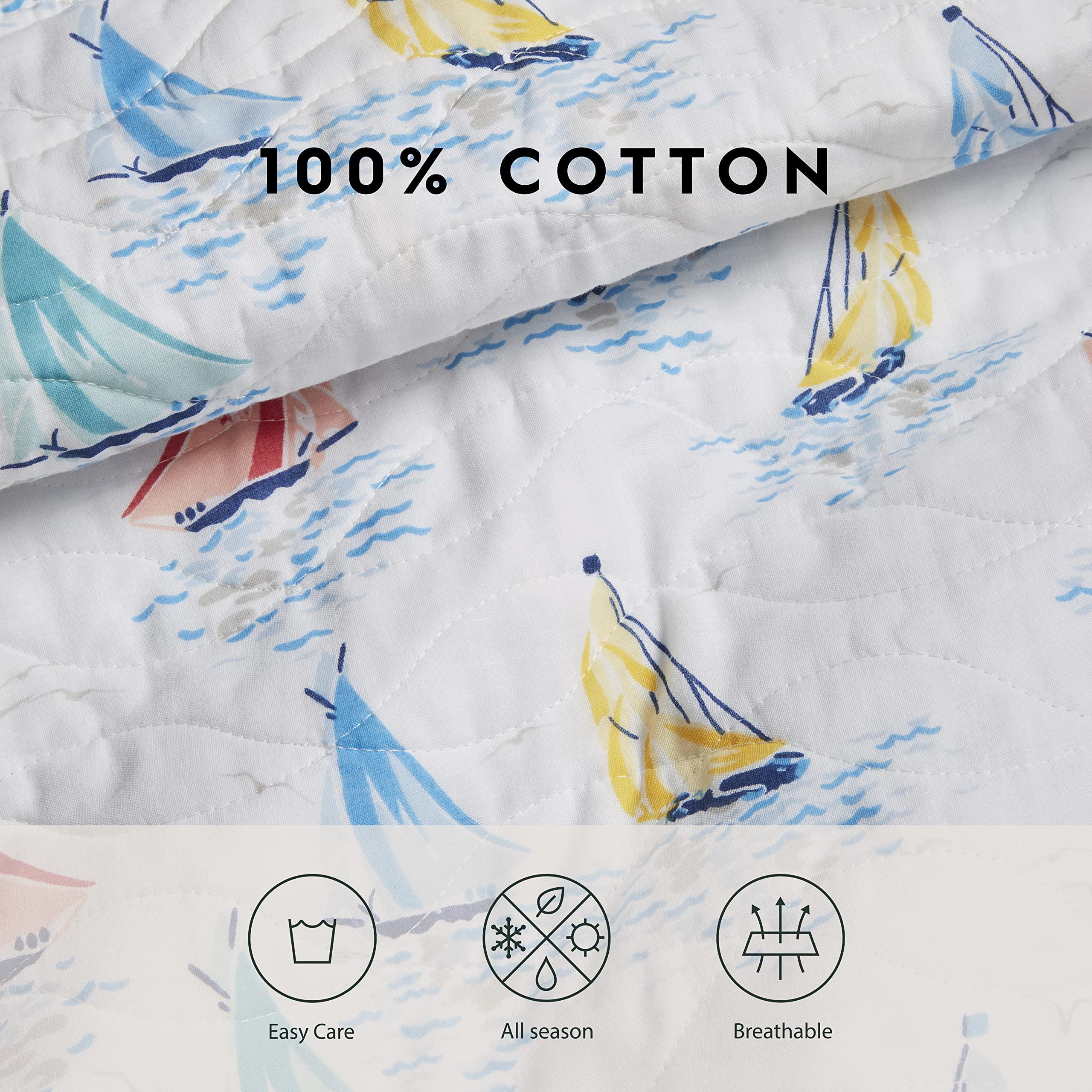 Laura Ashley - King Quilt Set, Cotton Reversible Bedding with Matching Shams, Home Decor Ideal for All Seasons (Ahoy Blue, King) - Image 8