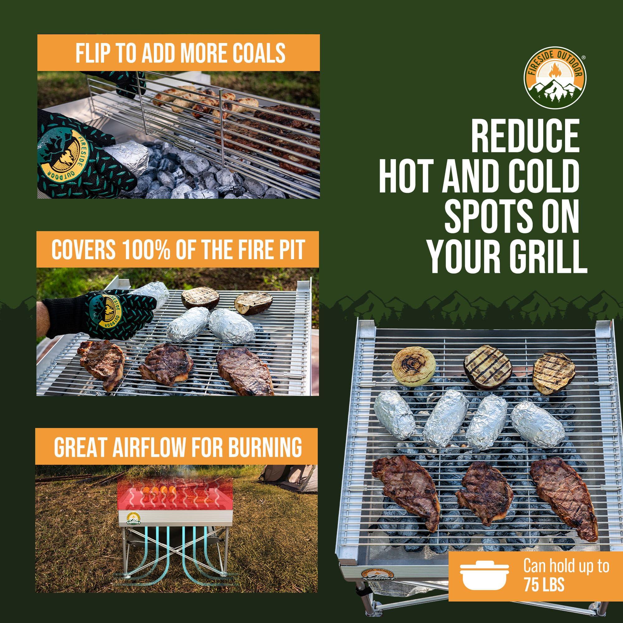 Fireside Outdoor Pop-Up Fire Pit Grilling Grate-Folding Grill Design for Outdoor Cooking, Portable Fire Pit Grill Grates, Camping Cooking, Foldable Campfire Grill Grate- Quad-Fold Folding Grill Grates - Image 5