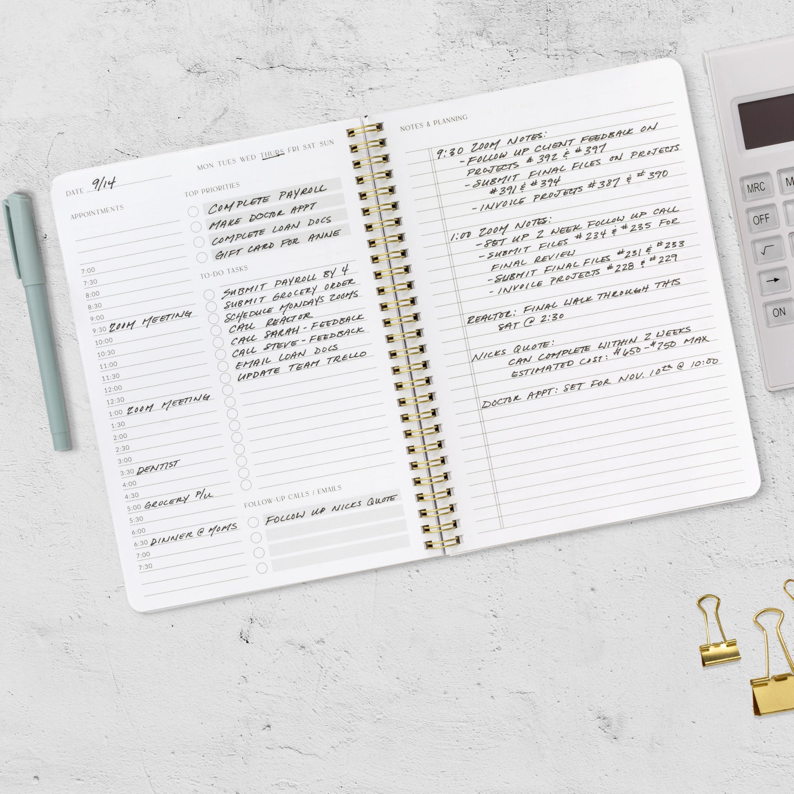 ZICOTO Beautiful Daily Planner And Notebook With Hourly Schedule - Aesthetic Spiral To do List Notepad to Easily Organize Your Tasks And Appointments - Stylish Book And School Or Office Supplies - Image 8