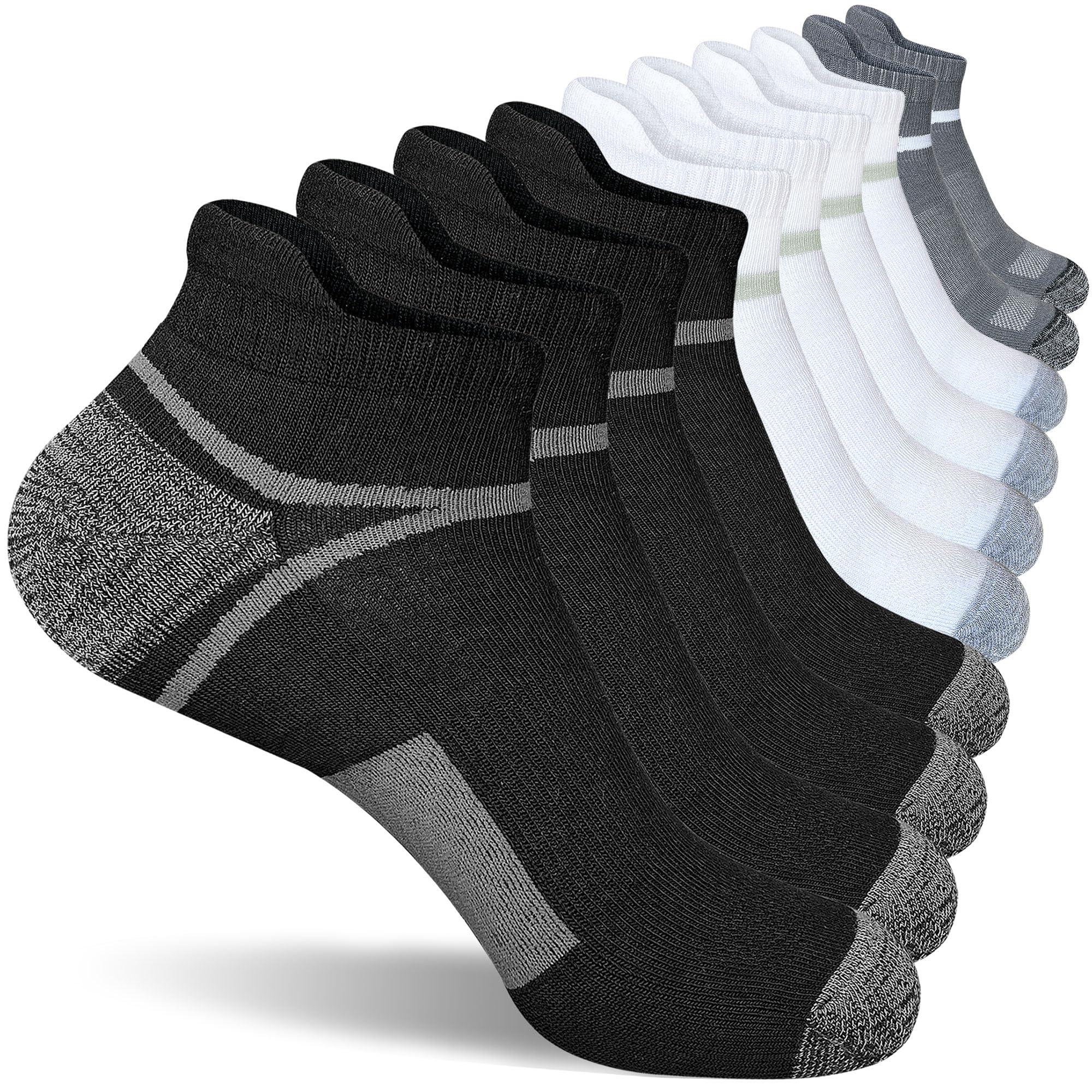 suaskk Men's Athletic Cushioned Ankle Socks Comfort Wicking Anti-Blister Running Sock 5 Pairs