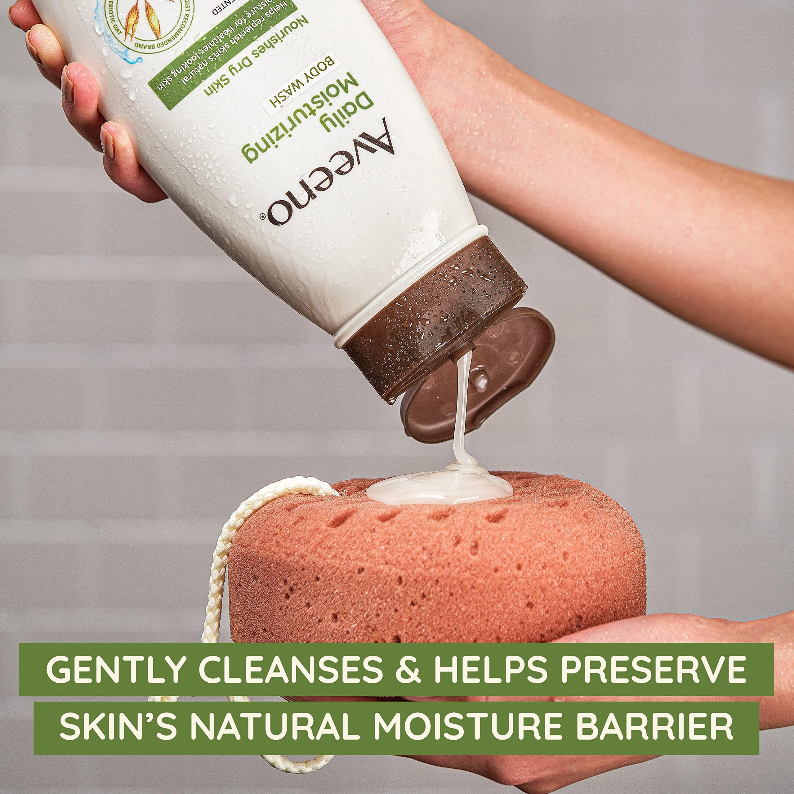 Aveeno Daily Moisturizing Body Wash for Sensitive Skin + Prebiotic Oat, Gently Cleanses Dry Skin & Feels Moisturizing, Light Fragrance, Travel Size, 2 fl. oz - Image 2