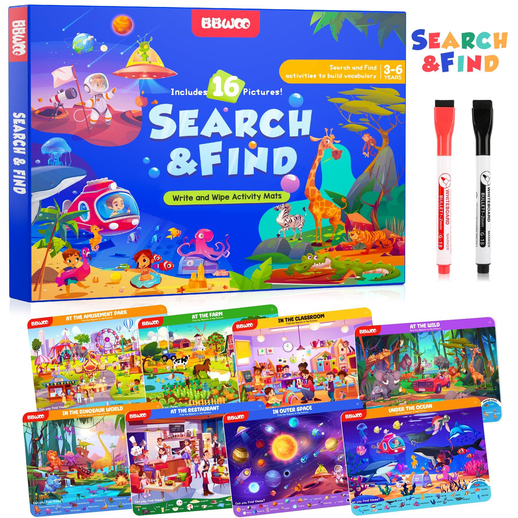 Search and Find Activity Books for Kids Ages 3-5, Toddler Travel Games Toys for Car Airplane, Road Trip Activities for Kids Games 4-8, Preschool Learning Activities, Educational Seek Birthday Gifts