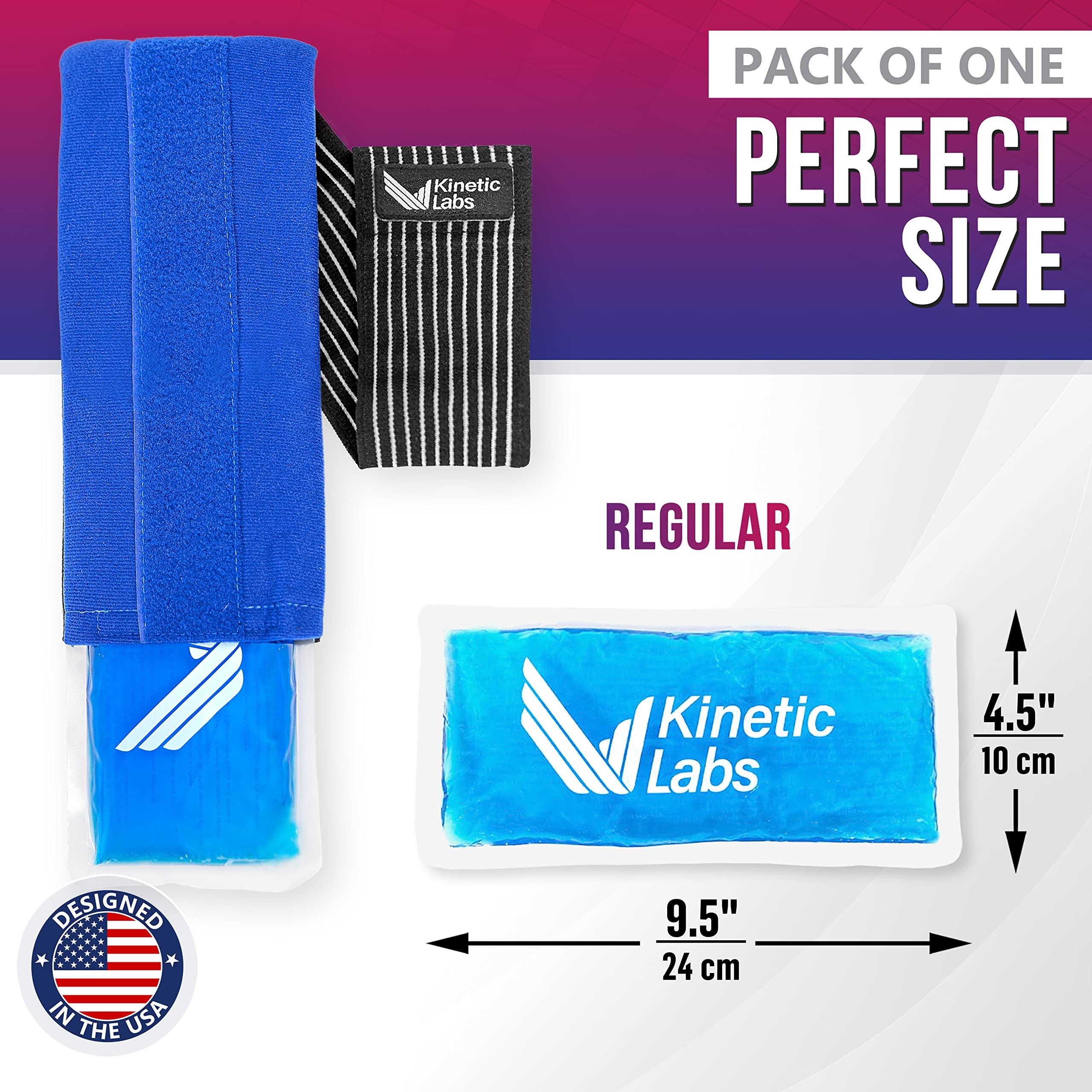 Ice Pack Wrap with Elastic Strap by Kinetic Labs - Hot Cold Gel Pack for Injuries - Reusable Ice Pack for Neck Foot Ankle Head Wrist Leg Shoulder Arm Thigh Knee Surgery (Regular) - Image 4