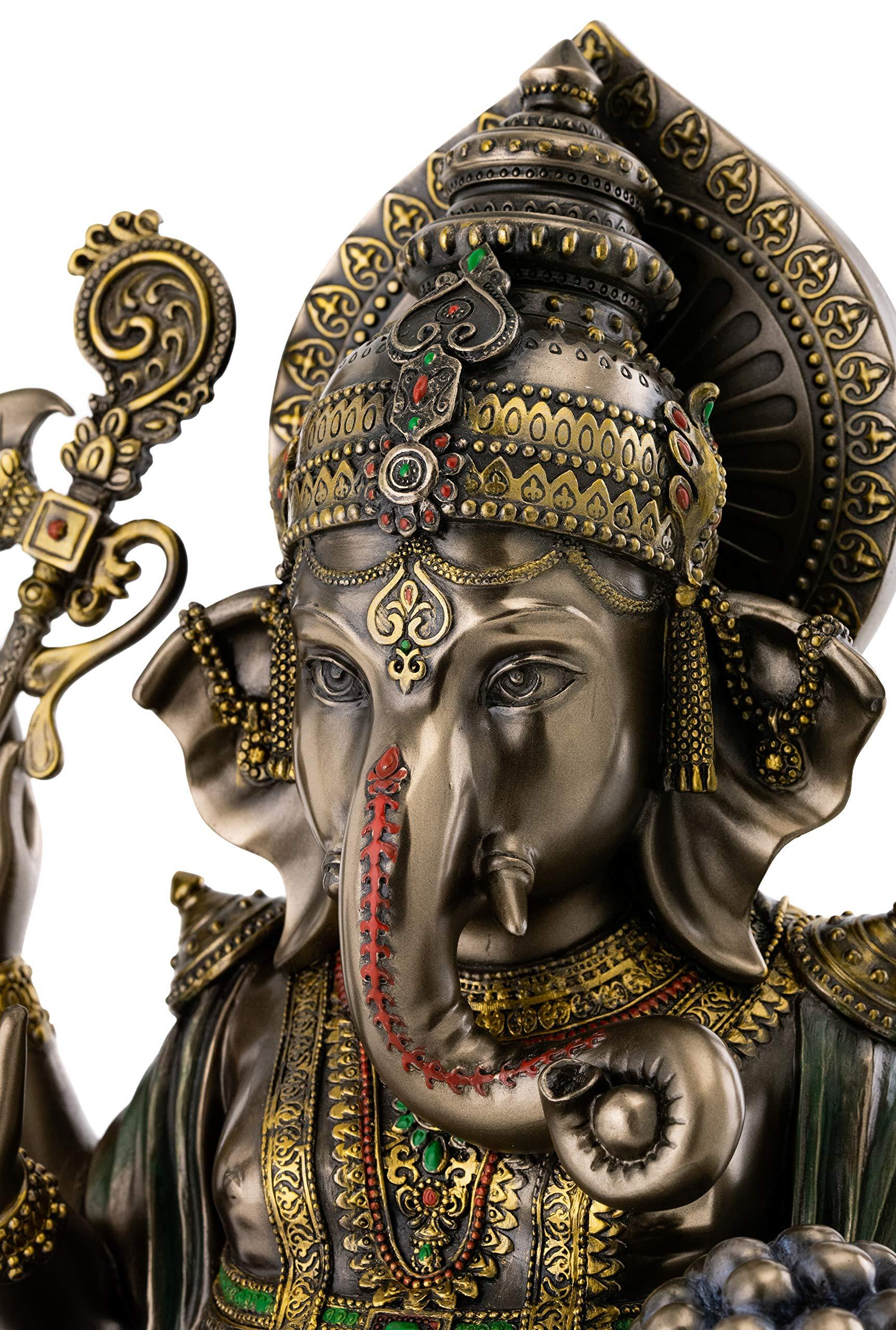 Top Collection Ganesh on Lotus Pedestal Statue - Ganesha Lord of Success and Destroyer of Evil Sculpture in Premium Cold Cast Bronze - 12-Inch Collectible Hindu Elephant Figurine - Image 5
