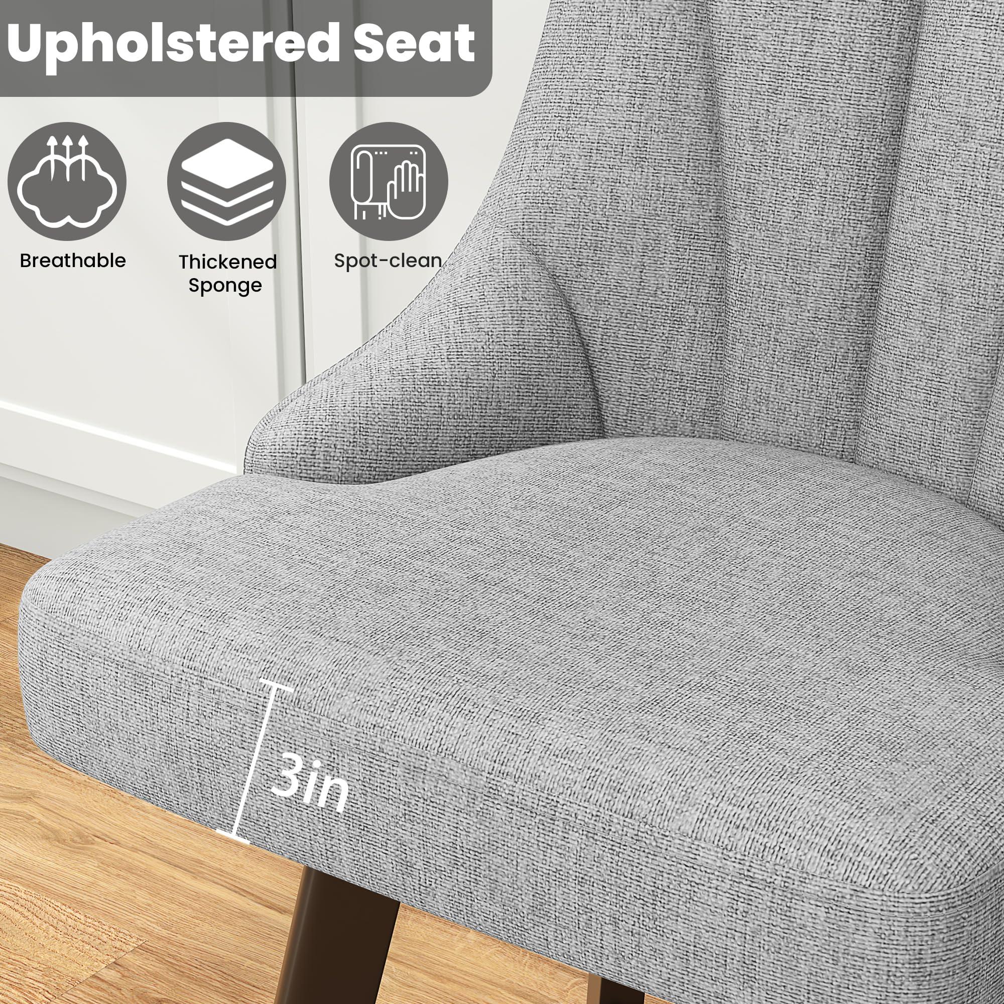 YaFiti Swivel Bar Stools with Backs, 24" Counter Height Bar Stools Set of 2, Fabric Upholstered Counter Barstools with Solid Wood Legs for Kitchen Island, Home Bar, Light Gray - Image 5