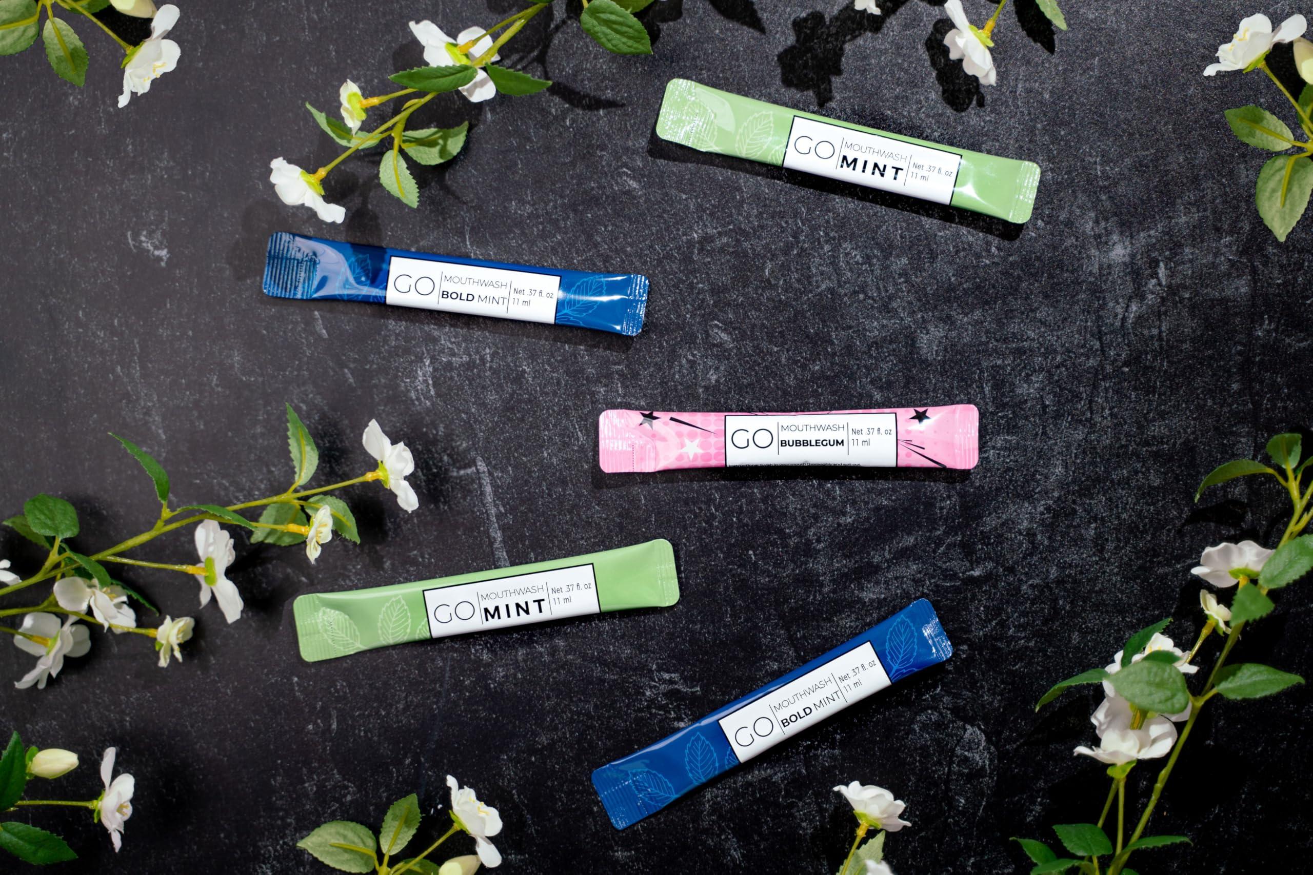 Bold Mint GO Travel Size Mouthwash Packets - Bulk Individual Mini Mouthwash Packets - Perfect Travel Size Toiletries for Guest Bathrooms - Alternative to Breath Strips and Spray, Alcohol and Dye Free - Image 3