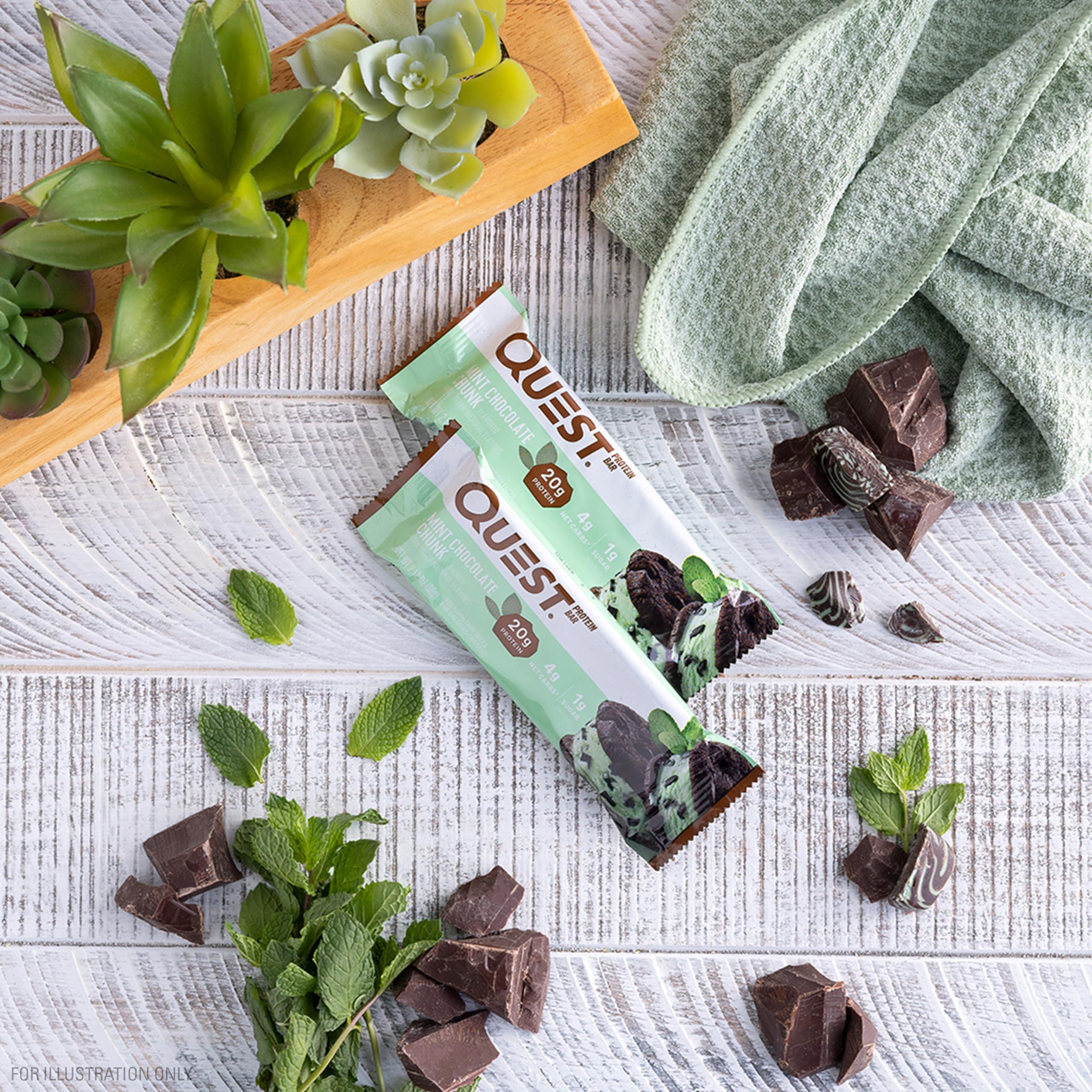 Quest Nutrition Mint Chocolate Chunk Protein Bars, 20g Protein, 1g Sugar, 4g Net Carb, Gluten Free, Keto Friendly, 12 Count - Image 4