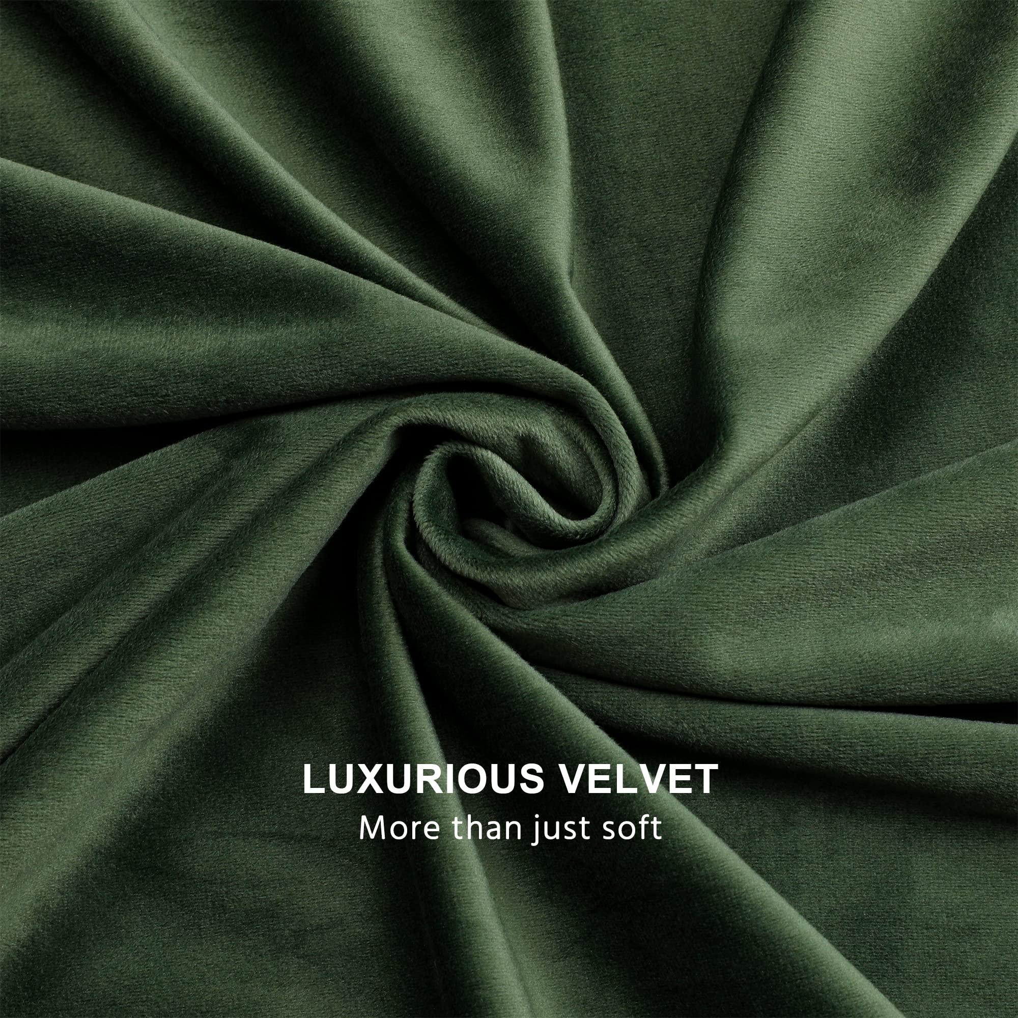 Benedeco Green Velvet Curtains for Bedroom Window, Super Soft Luxury Drapes, Room Darkening Thermal Insulated Rod Pocket Curtain for Living Room, W52 by L84 inches, 2 Panels - Image 3
