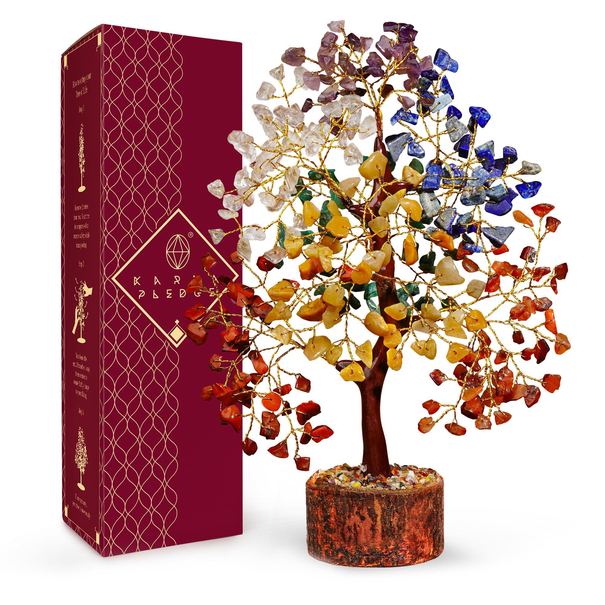Crystal Tree of Life 7 Chakra Healing Crystal Trees for Home Decor, Office Desk Decor, Living Room Decor, Handmade Bonsai Trees for Positive Energy, Money, Good Luck Birthday Gifts for Women, Mom
