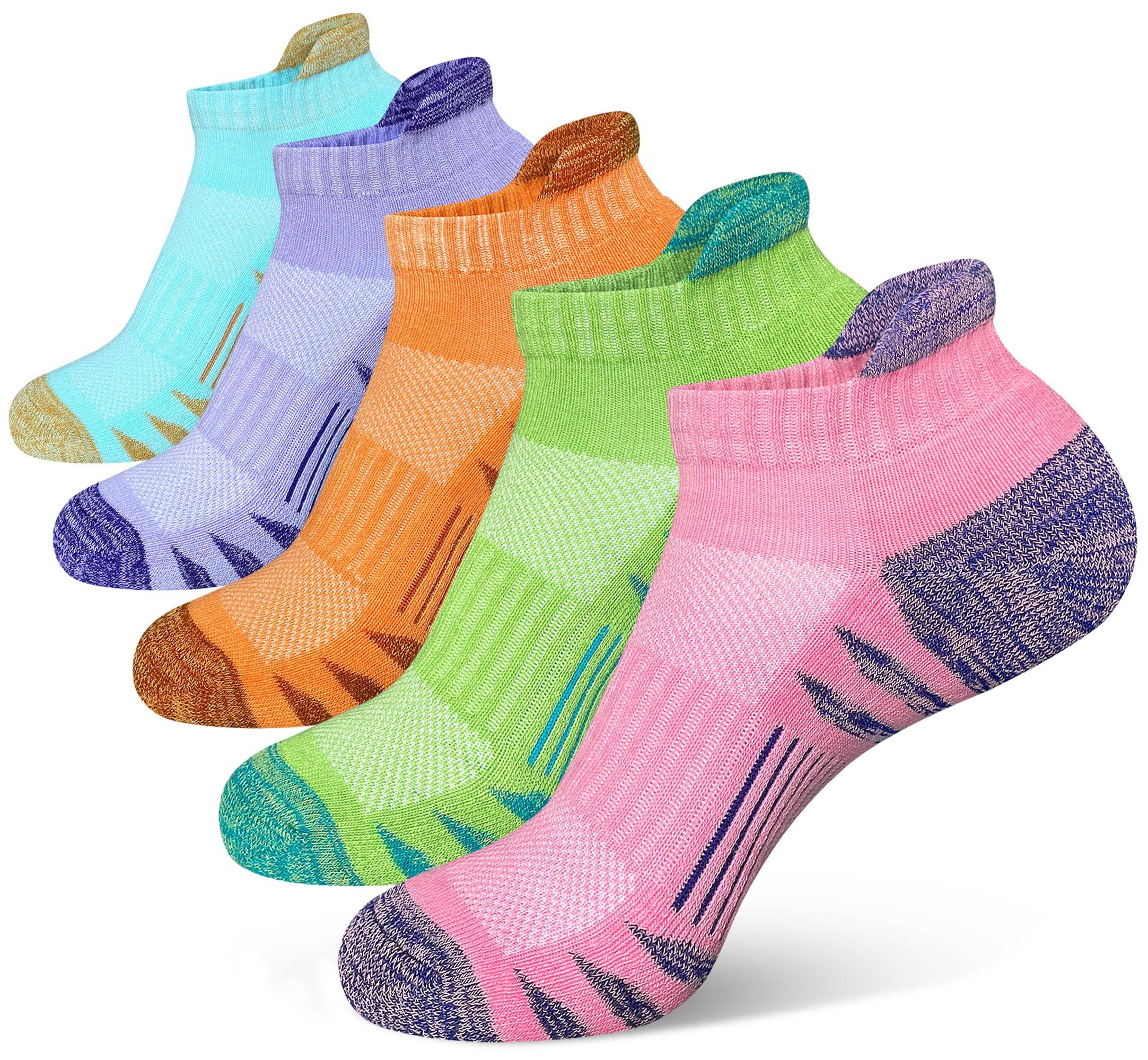 Heyoboy Womens Ankle Anti-blister Thick Cushioned Wicking Odor Resist Athletic Running Socks 5 Pairs