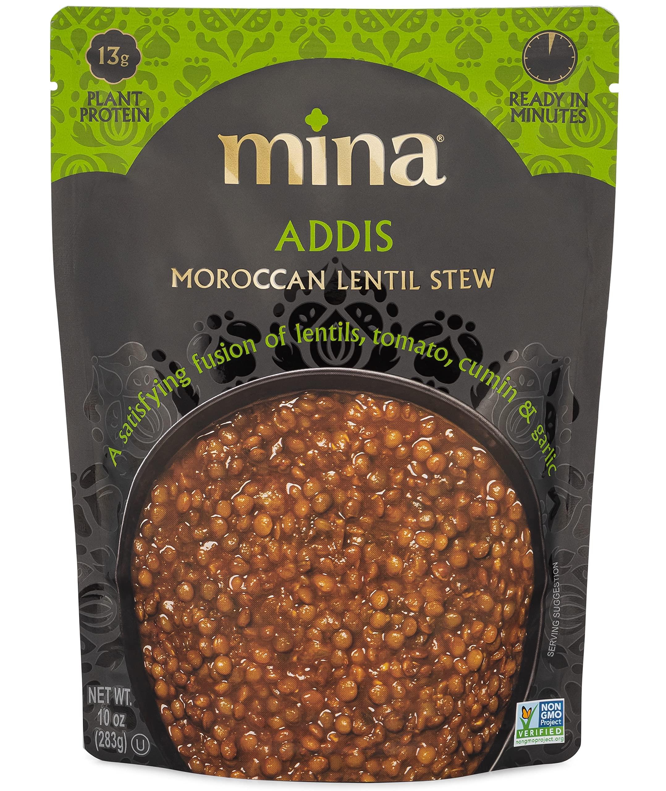Mina Moroccan Lentils, Ready to Eat, Lentils High In Plant Based Protein, Vegan, Non-GMO, Gluten Free, Kosher, Microwavable, Packaged Meal & Side Dish, 10 oz