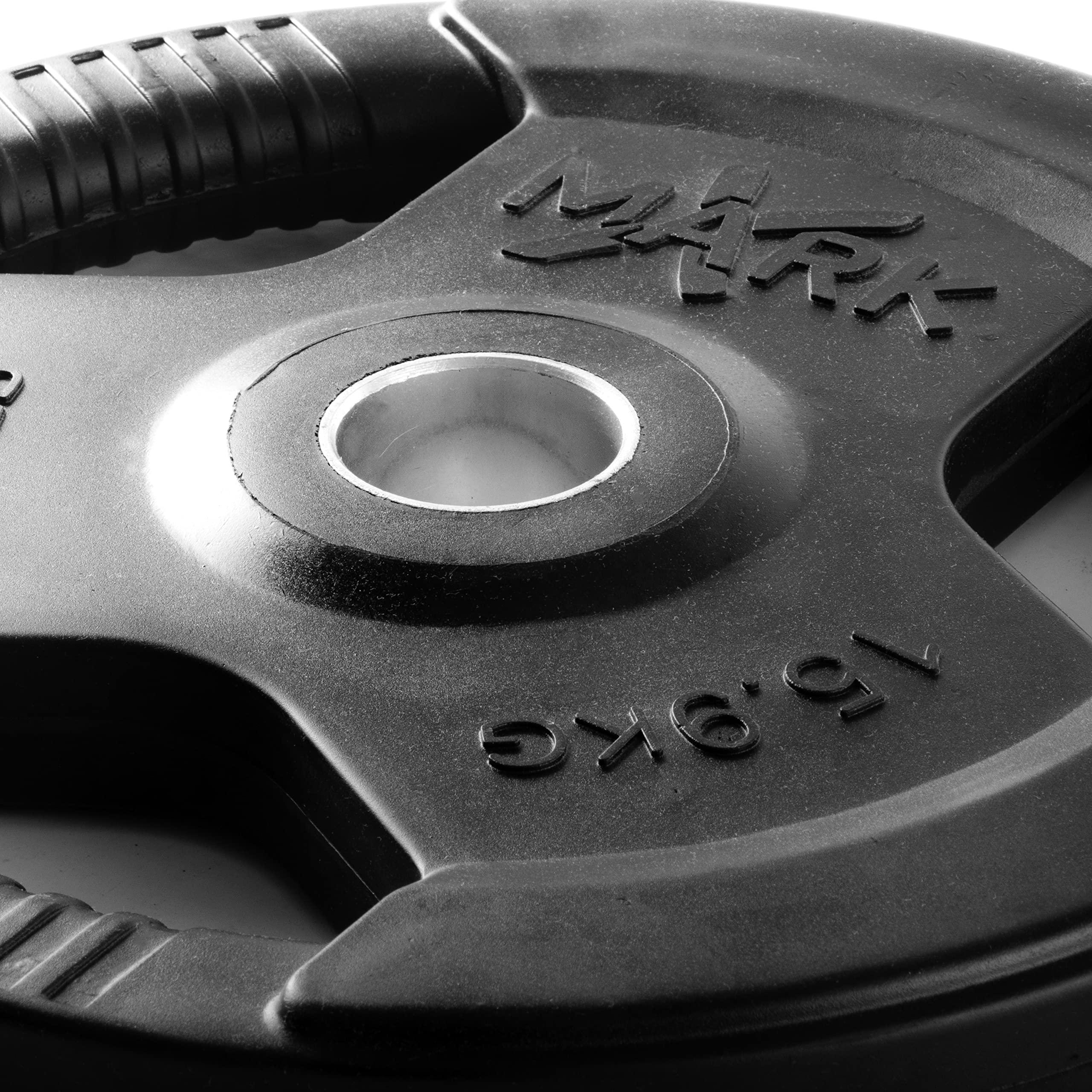 XMARK TRI-GRIP Pair or Set of Olympic Weight Plates, Rubber Coated Exercise Weights for Olympic Barbell, Strength Training Weight Set for Home Gym - Image 4