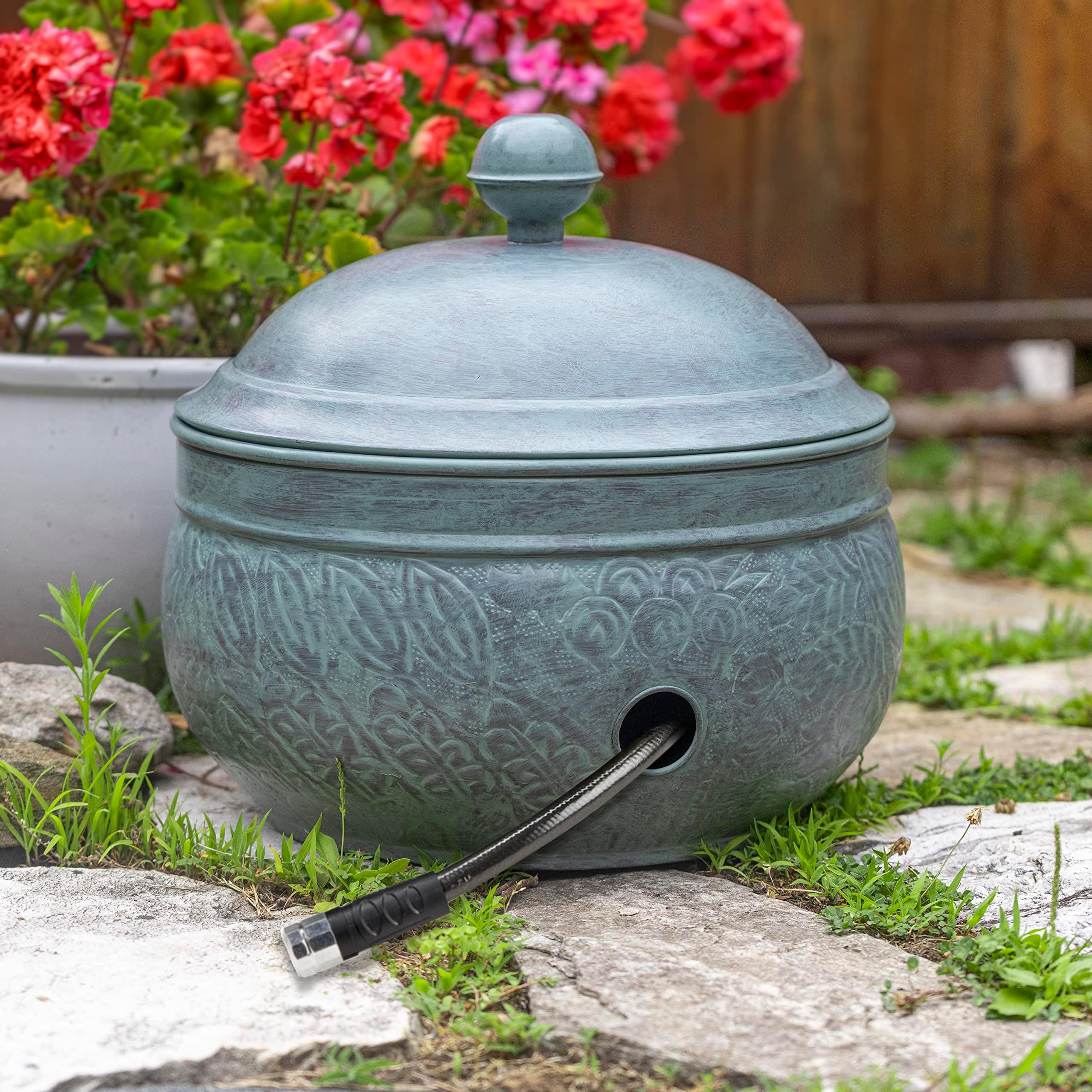 Good Directions 457-458 Key West Garden Hose Holder Pot, Large Capacity, Blue Verde Finish - Image 7