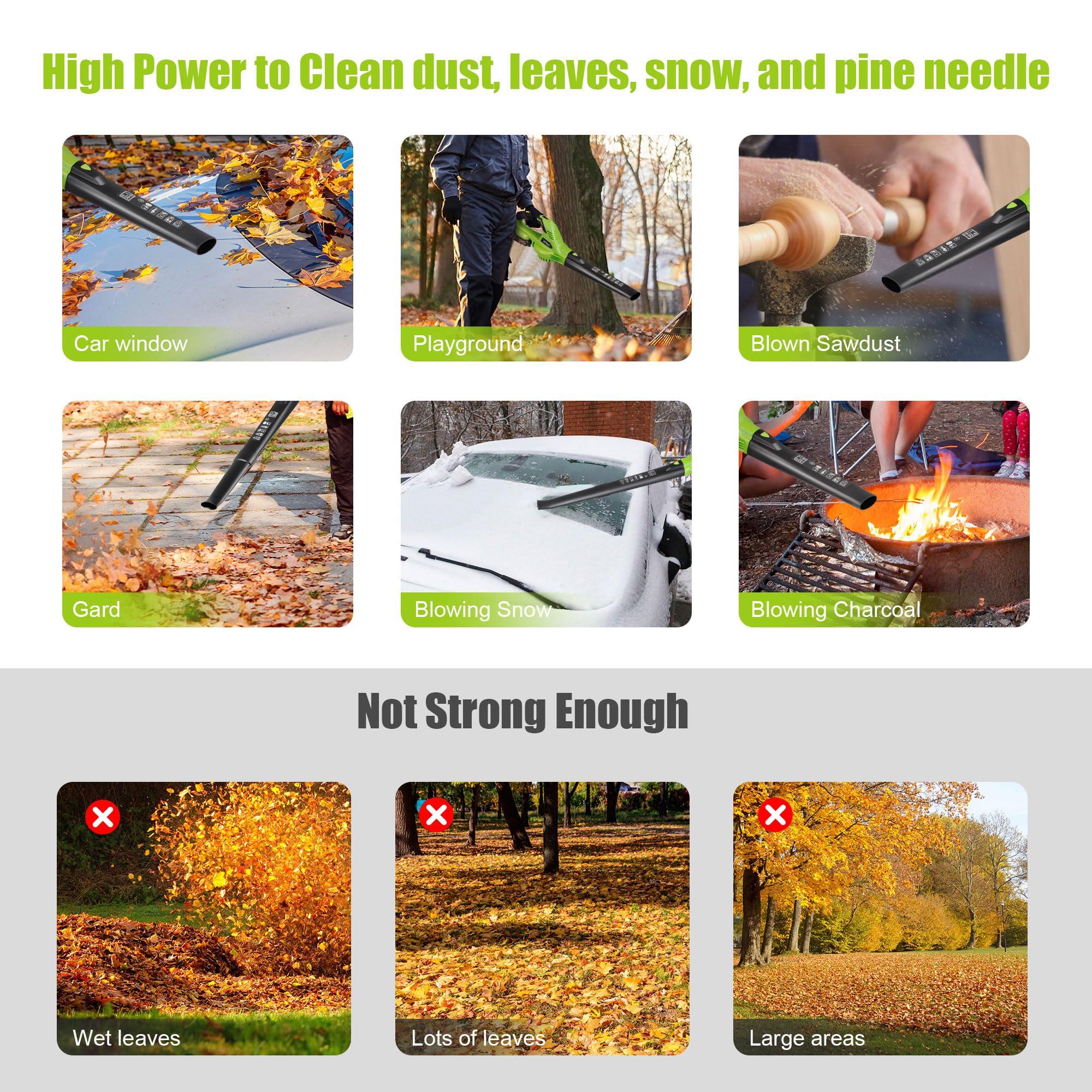 Leaf Blower Cordless with 2x2.0AH Batteries and Charger 21V Electric Leaf Blower Lightweight Battery Powered Small Leaf Blowers for Lawn Care Patio Garden Yard(only for Small Jobs) - Image 7