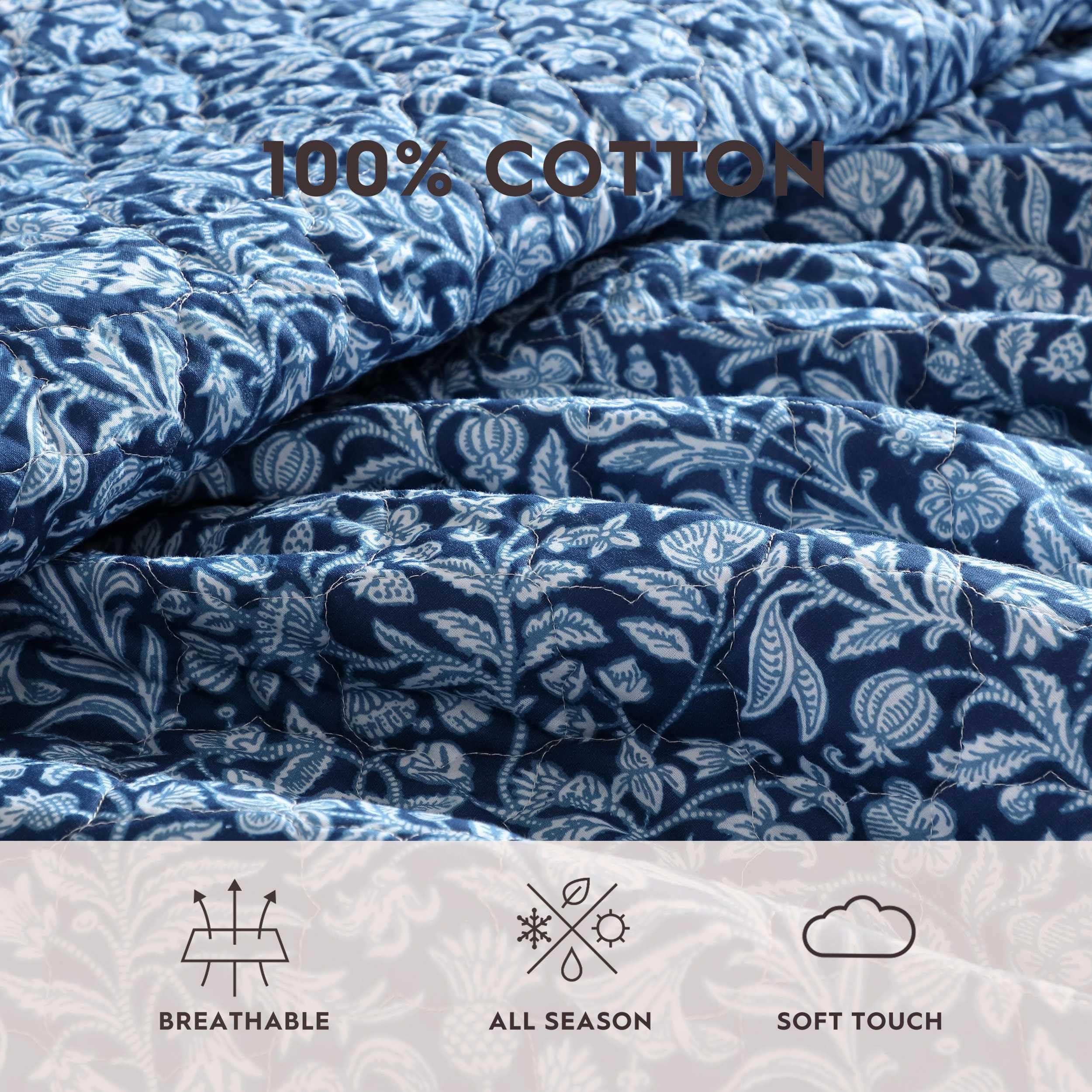 Laura Ashley - Quilt Set, Super Soft Fabric Bedding with Matching Sham, Toile-Inspired Print, Floral Home Essentials (Elaina Blue, Twin) - Image 5