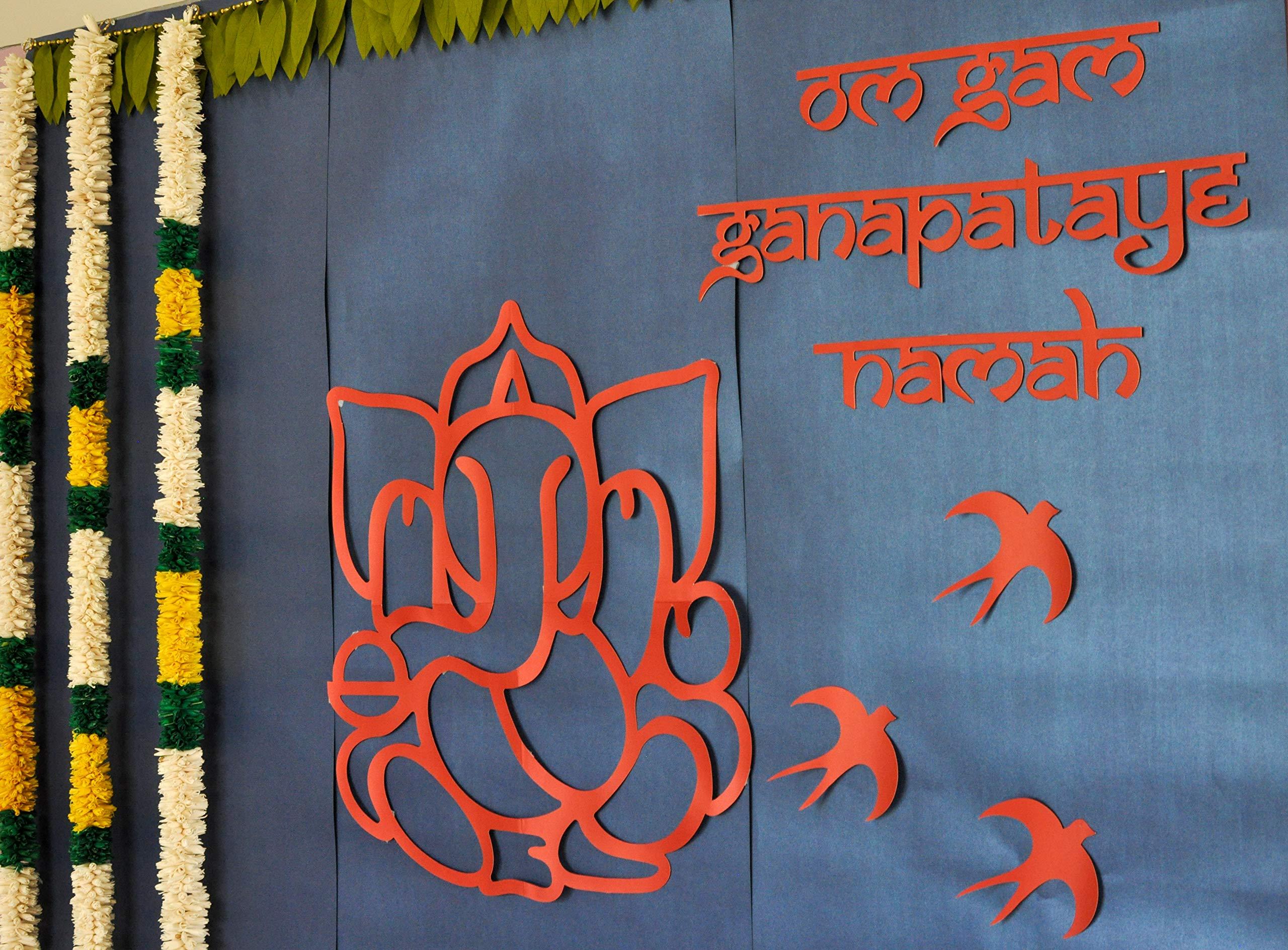 Desi Favors Red Huge Lord Ganesh Cutouts | Indian DIY Backdrop Decorations | Ganapati Pooja Backdrop Decoration | Indian Goodes Cultures Events | Traditional Cutout | 27x23 inch (Pack of 2) - Image 4