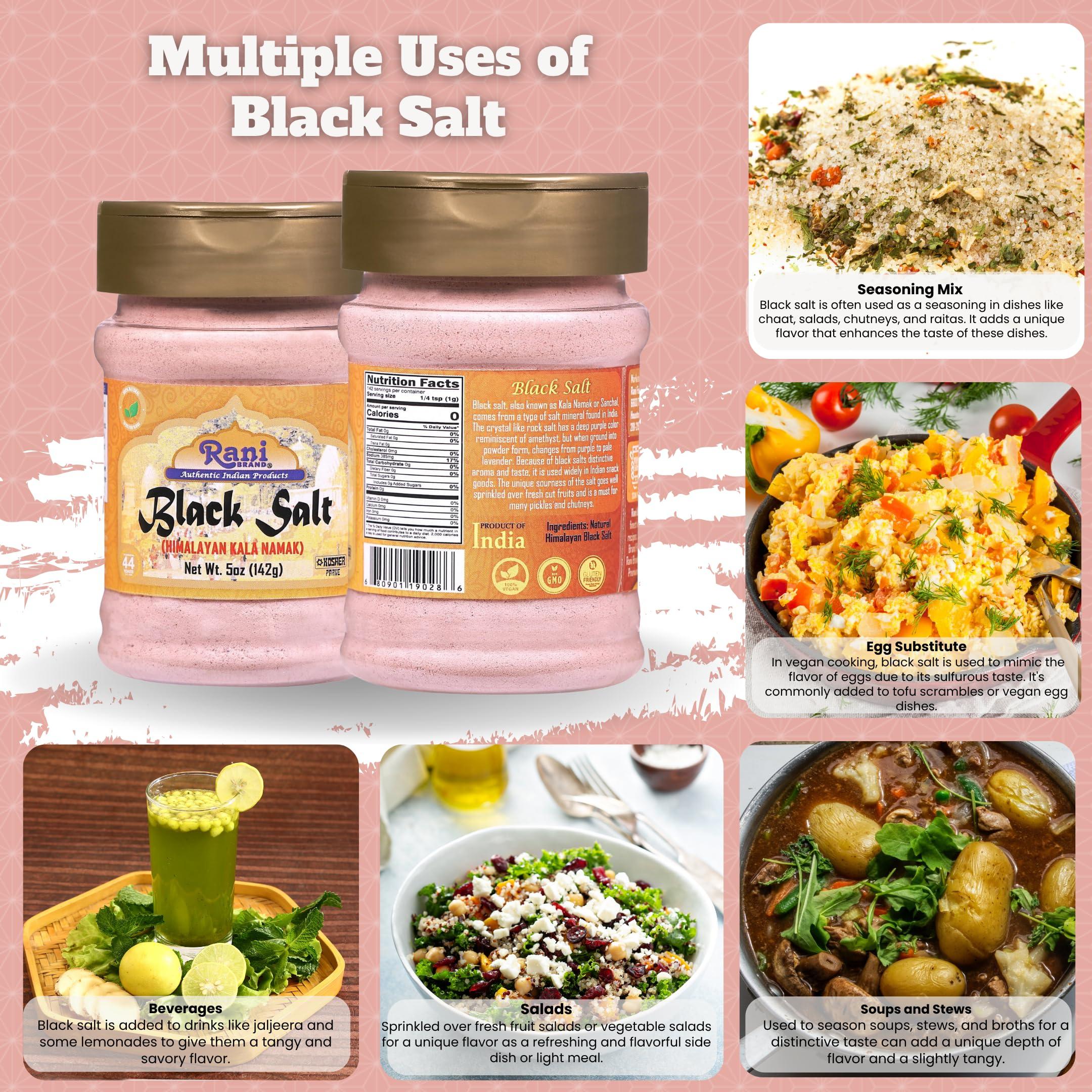 Rani Black Salt Powder (Kala Namak) Mineral 5oz (142g) PET Jar ~ Unrefined, Pure and Natural | Vegan | Gluten Friendly | NON-GMO | Indian Origin | Perfect for Tofu Scramble - Image 5