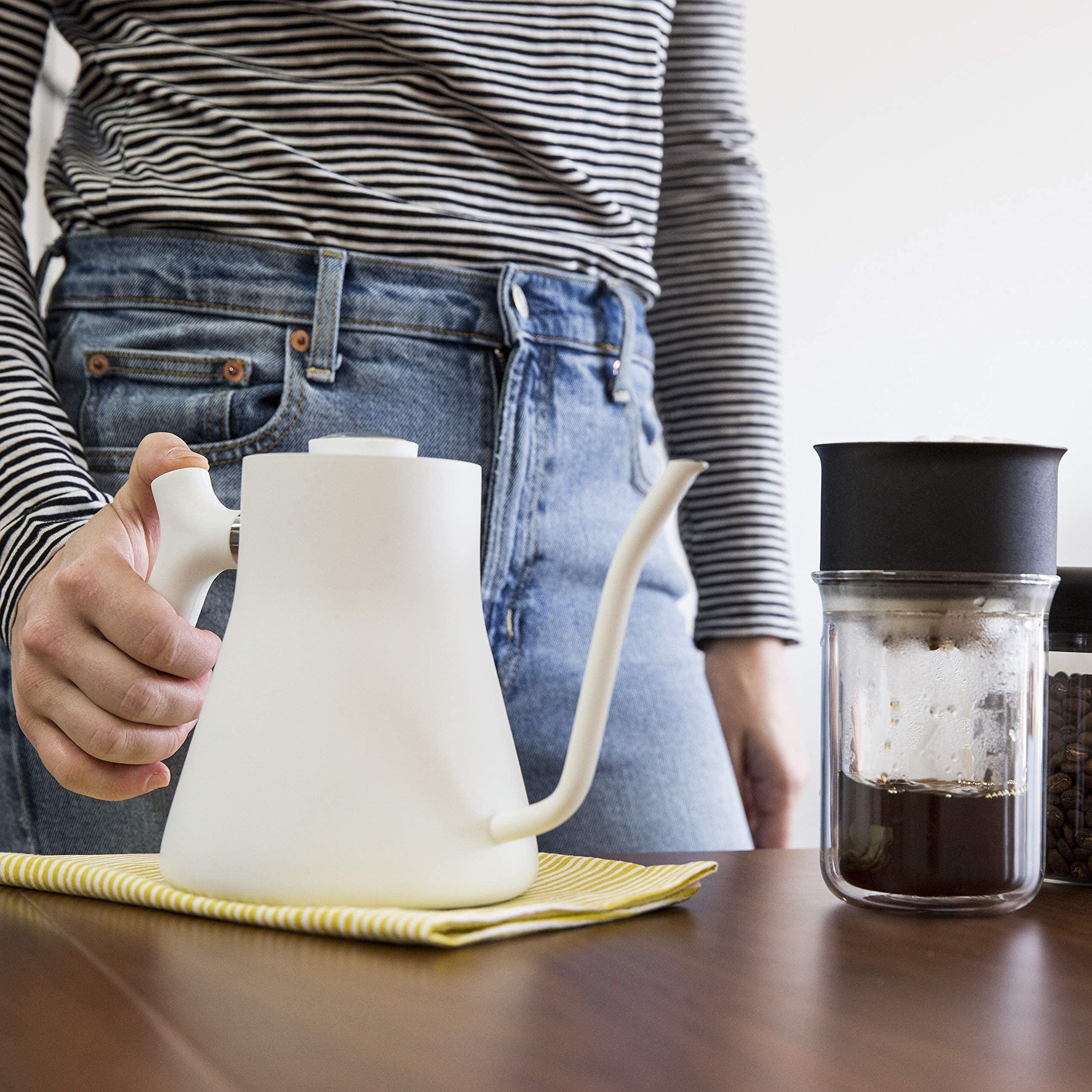 Fellow Stagg Stovetop Pour-Over Coffee and Tea Kettle - Gooseneck Teapot with Precision Pour Spout, Built-In Thermometer, Matte White, 1 Liter - Image 8
