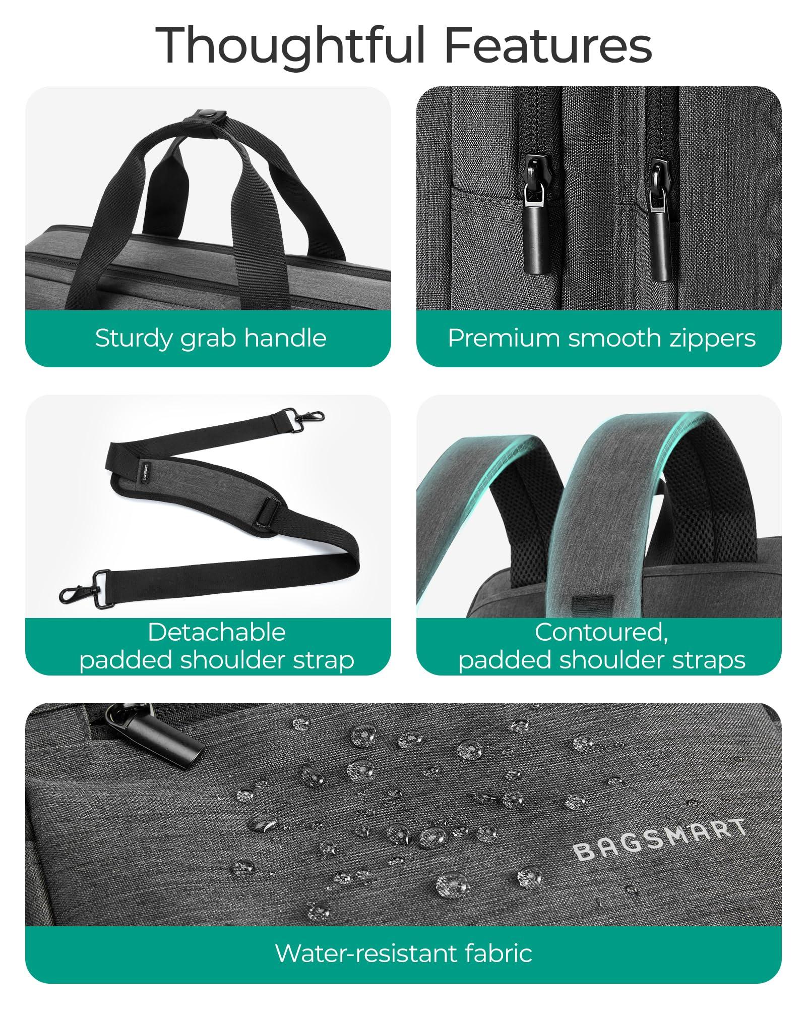 BAGSMART 3 In 1 Laptop Bag for Men, Computer Briefcase 17.3 Inch Laptop Water-Repellent Shoulder Bag, Computer Bag Business Travel Office, Black - Image 6
