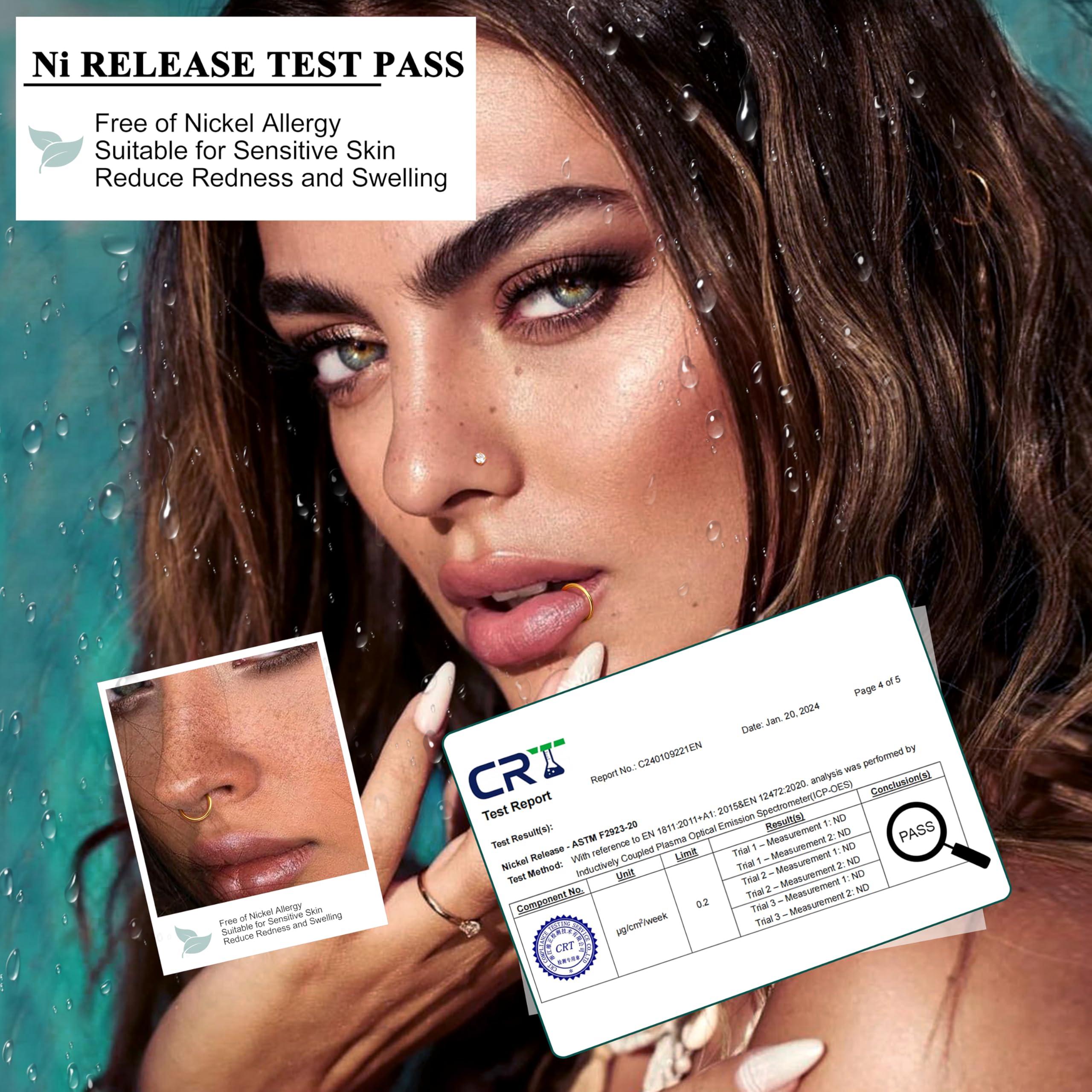 18G Nose Rings Hoops and 20G Nose Studs for Women Men -Hypoallergenic 316L Surgical Stainless Steel Clicker Hinged Segment Ball CZ Simulated Diamond Nostril Piercings Jewelry 15Pcs - Image 2