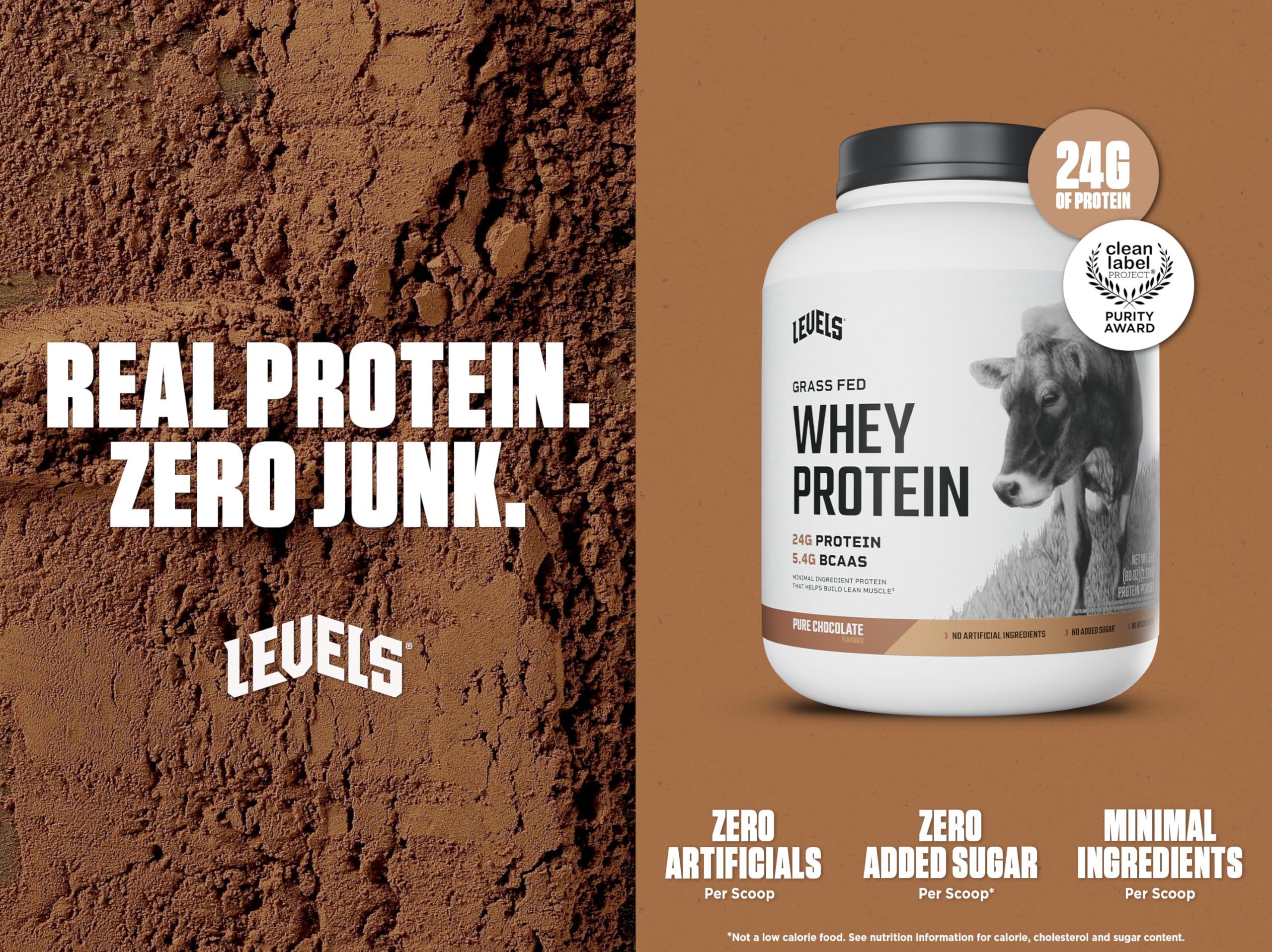 Levels Grass Fed Whey Protein Powder, No Artificials, 24G of Protein, Pure Chocolate, 5LB - Image 2