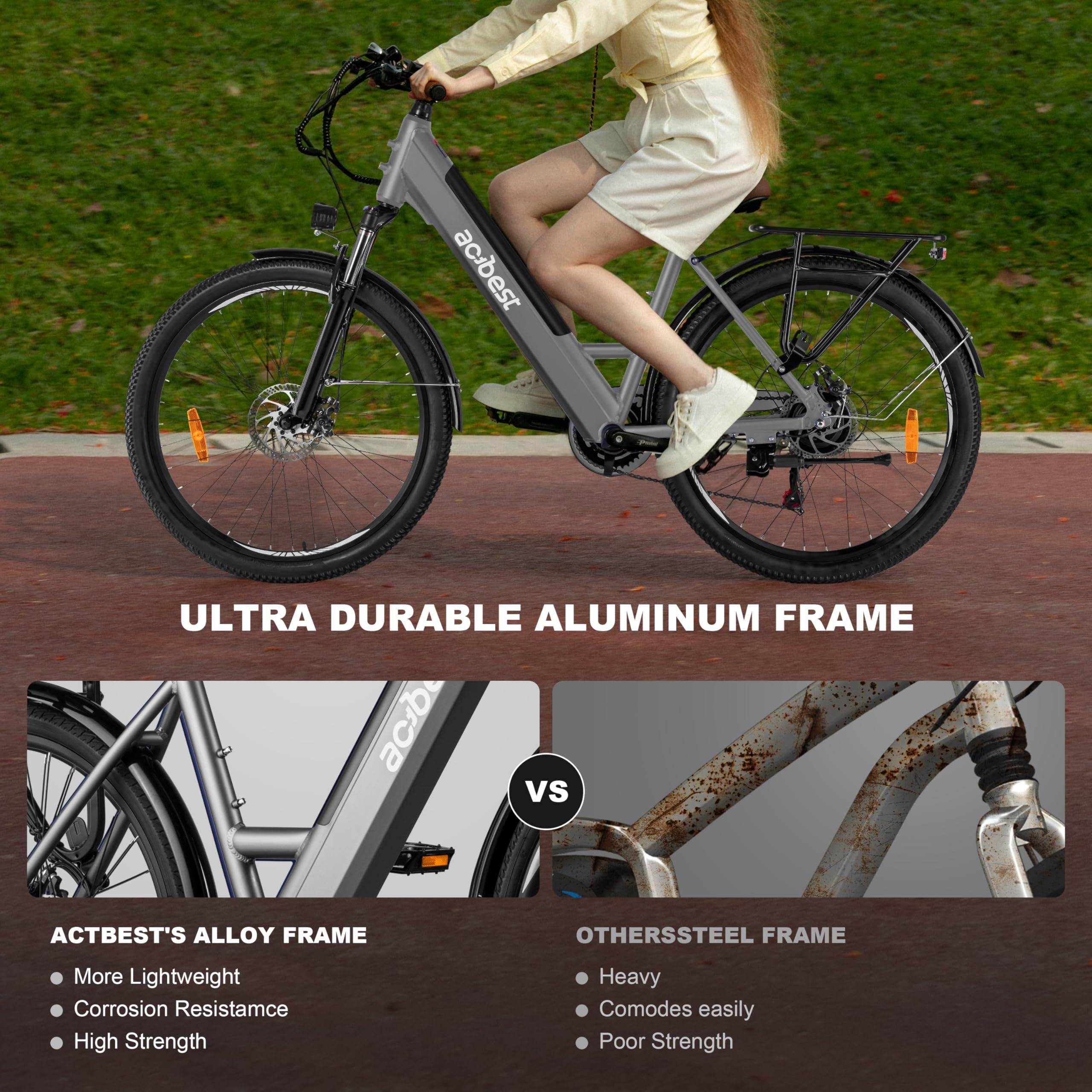 ACTBEST Core Electric Bike for Adults - 468Wh Removable Battery, 26 inch Step Thru Electric Bicycle, Peak 750W Brushless Motor Cityrun Ebike, with 7 Speed, Up to 50 Miles, E-Bikes - Image 6