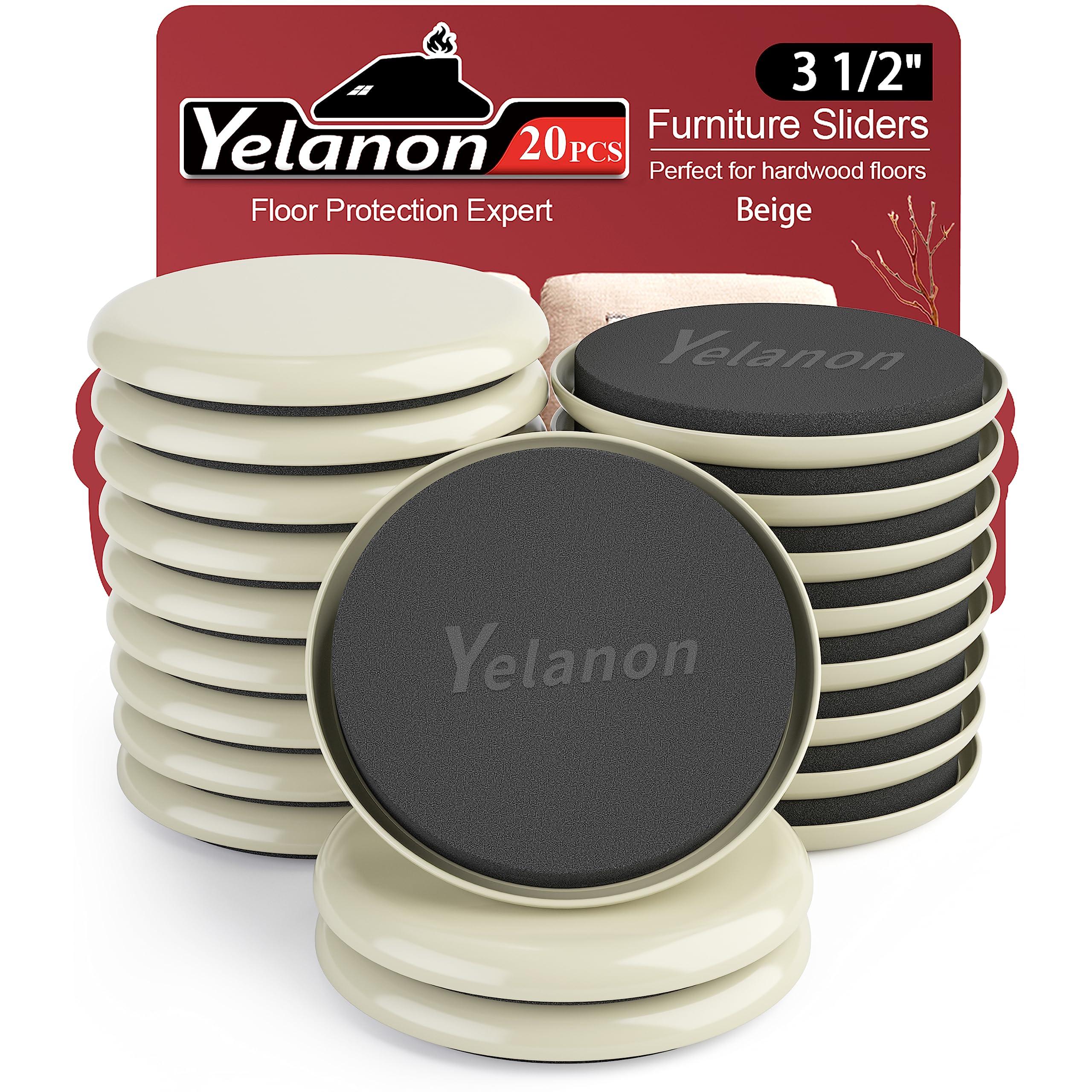 Yelanon Furniture Sliders, 20pcs-3 1/2” Furniture Sliders for Carpet, Furniture Pads Hardwoods Floors, Heavy Duty Furniture Movers Sliders, Reusable Moving Pads, Floor Protectors for Carpet