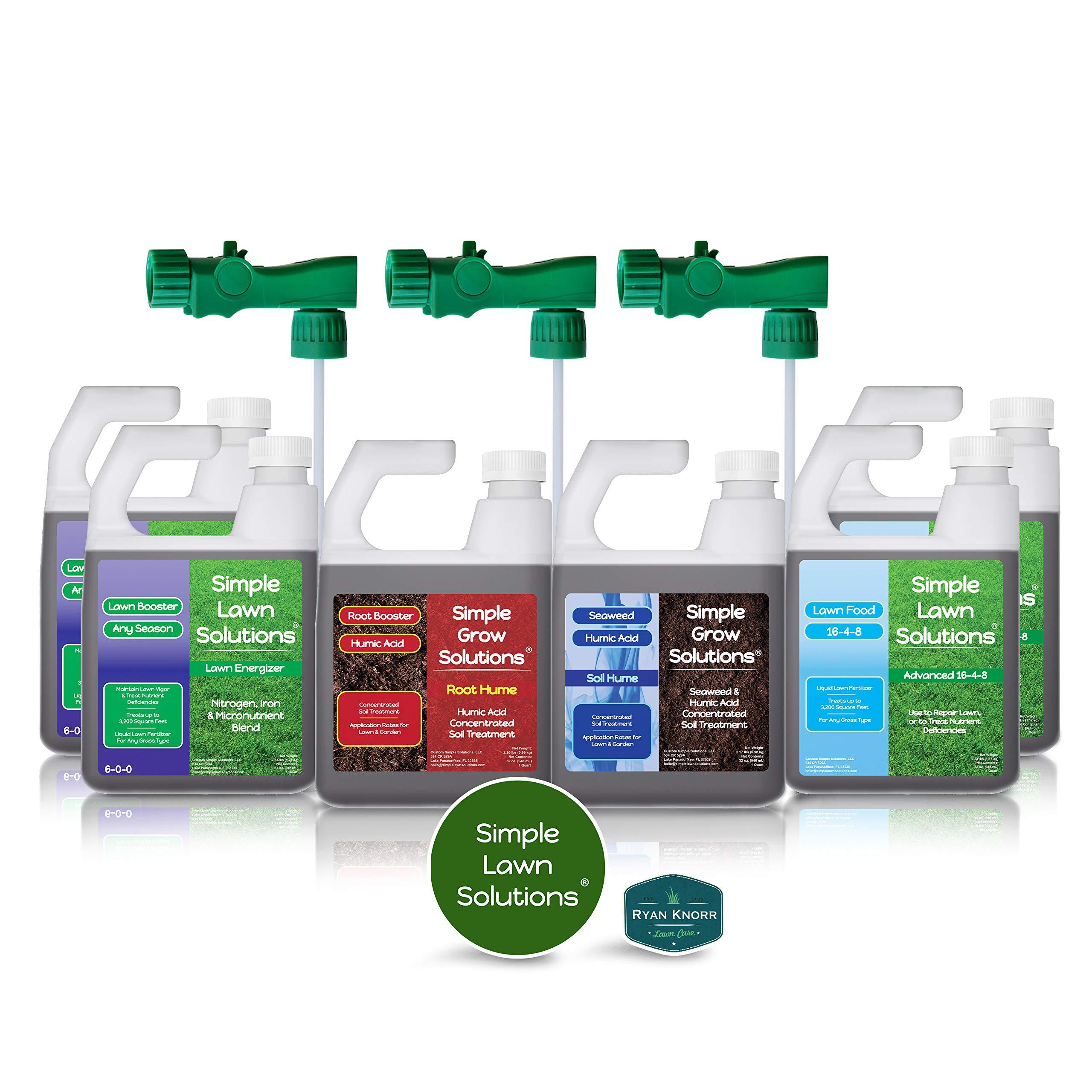Simple Lawn Solutions - Ryan Knorr - Lawn Essentials Bundle Box - 6 Piece Set- Lawn Food 16-4-8 NPK, Lawn Energizer Booster, Root Hume- Humic Acid, Soil Hume- Seaweed, Humic Acid (32 Ounce Bundle) - Image 4
