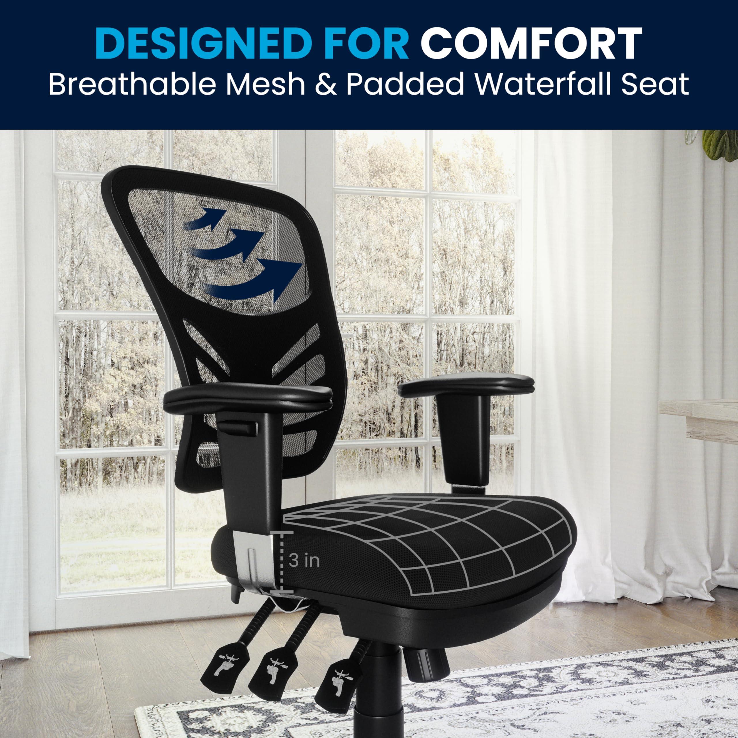 Flash Furniture Nicholas Mid-Back Swivel Desk Chair with Wheels, Mesh Back, Padded Seat, and Armrests, Adjustable Height Mesh Ergonomic Office Chair, Black - Image 11