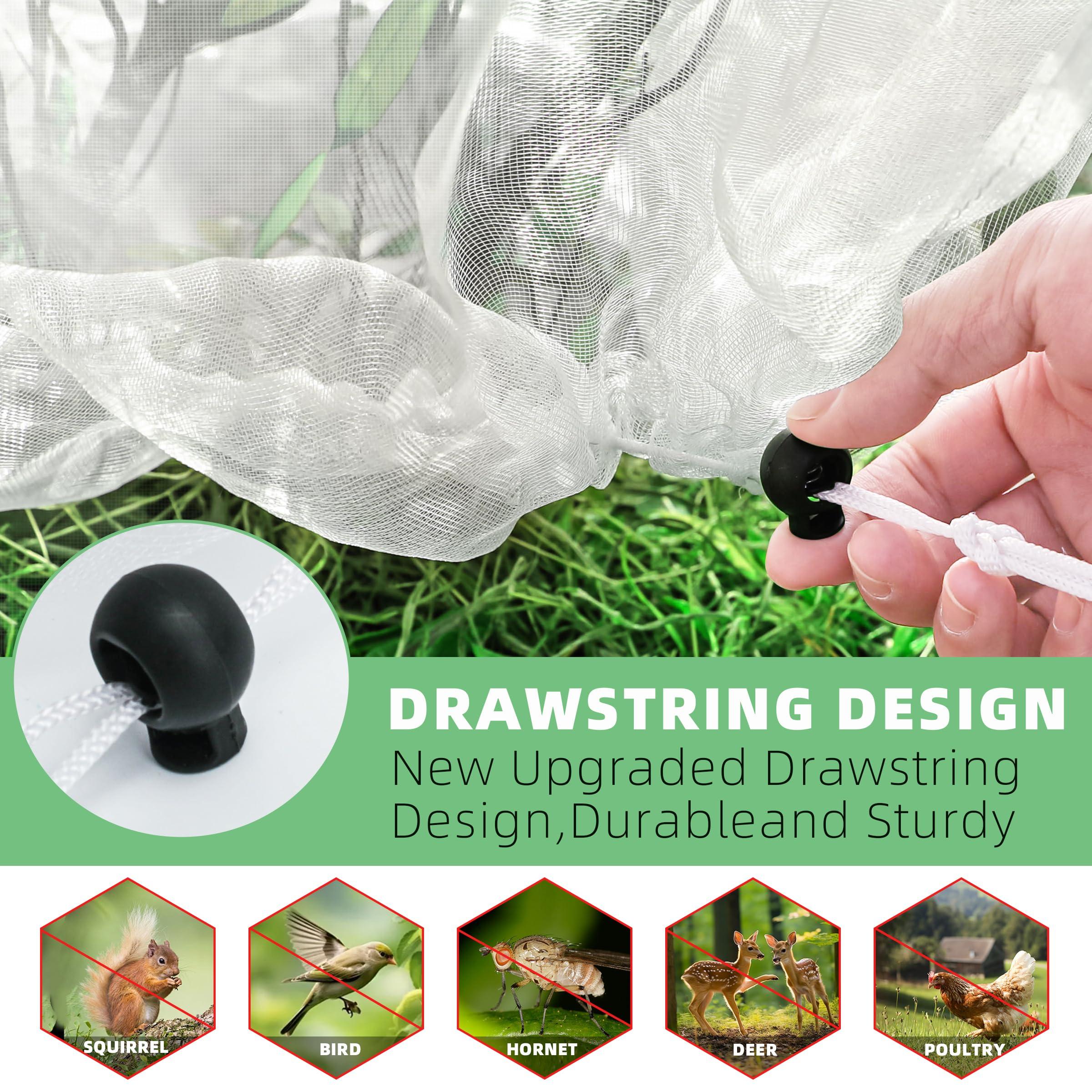 5 Pack Garden Plant Fruits Tree Protection Netting Covers with Drawstring, 3.3 x 2.7Ft Bird Insect Netting Bag, Plant Netting Barrier for Fruit/Flower/Herb/Vegetables (3.3 x 2.7Ft) - Image 6