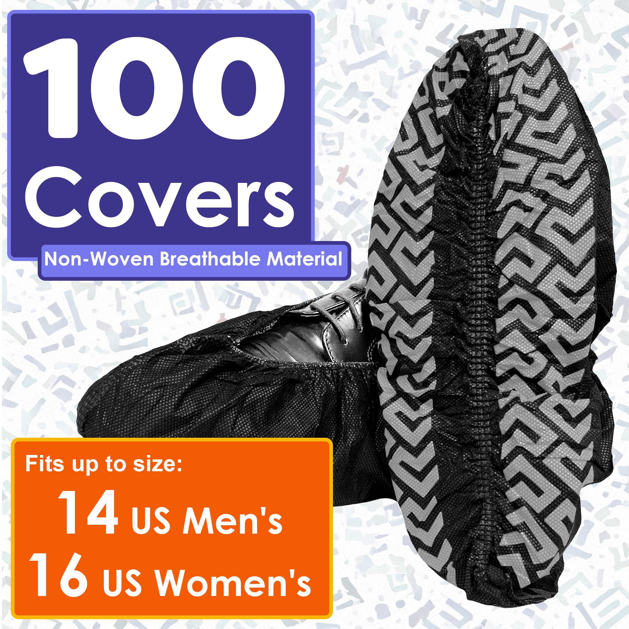 Buena Goods 100 Pack Extra Large Disposable Black Boot and Shoe Covers. Reusable Water Resistant Durable Booties with Non Slip Treads for Indoor Use. Fits US Men's Size 14 and Women's 16 Shoe Size - Image 8