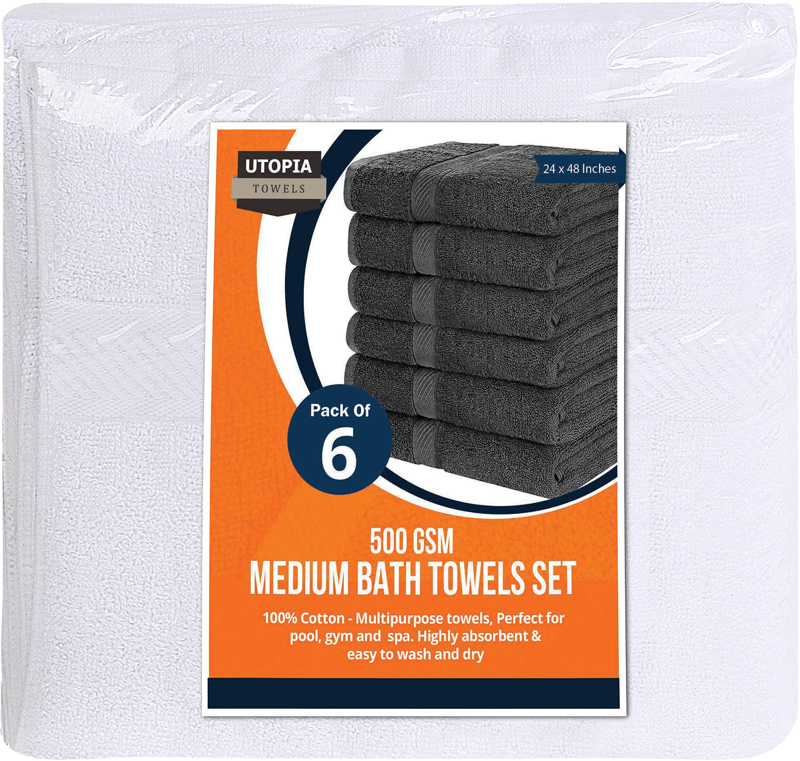 Utopia Towels 6 Pack Medium Bath Towel Set, 24 by 48 Inches, 500 GSM 100% Ring Spun Cotton, Lightweight and Highly Absorbent Quick Drying Premium Towels for Hotel, Spa and Bathroom, White - Image 8