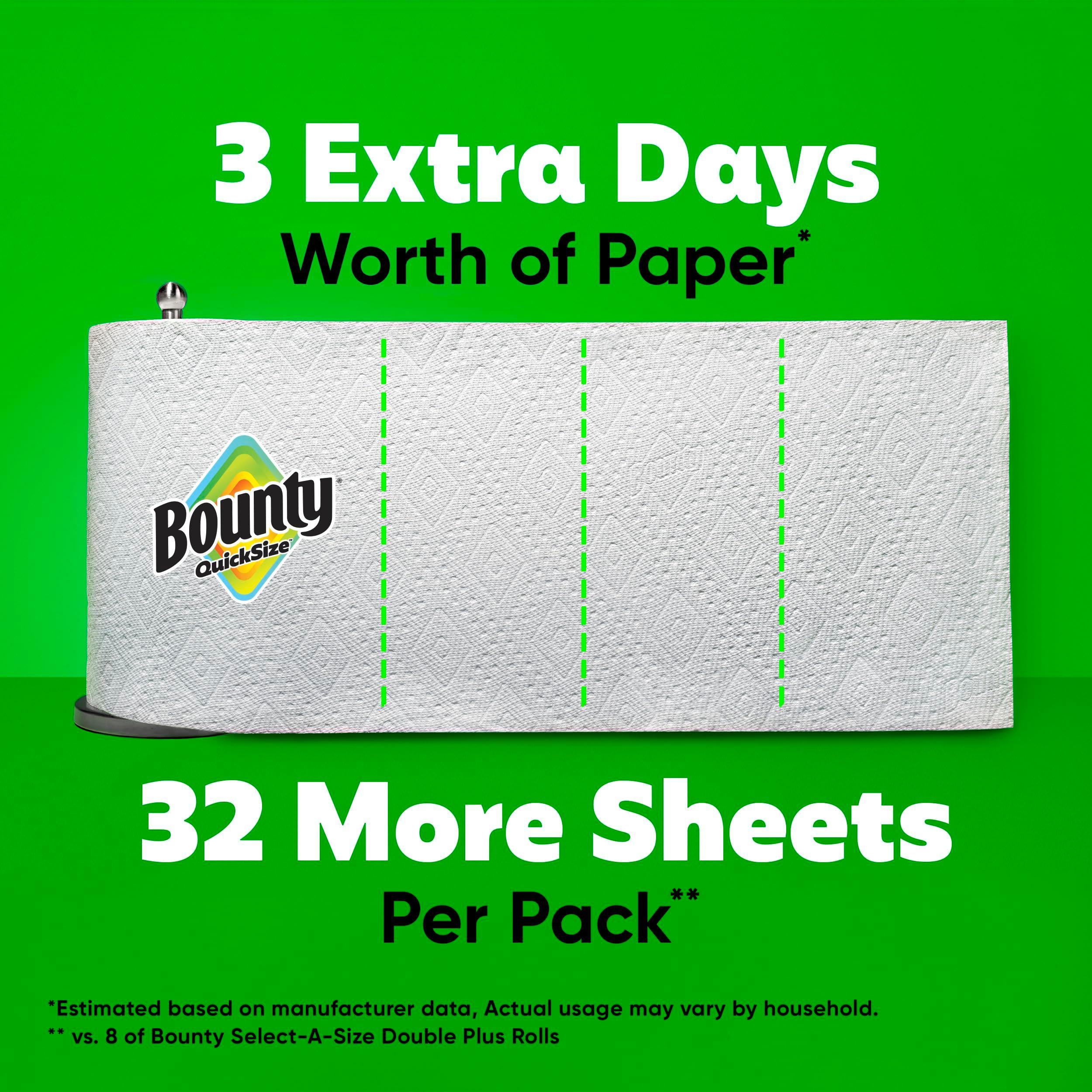 Bounty Quick Size Paper Towels, White, 8 Family Rolls = 20 Regular Rolls (Packaging May Vary) - Image 6