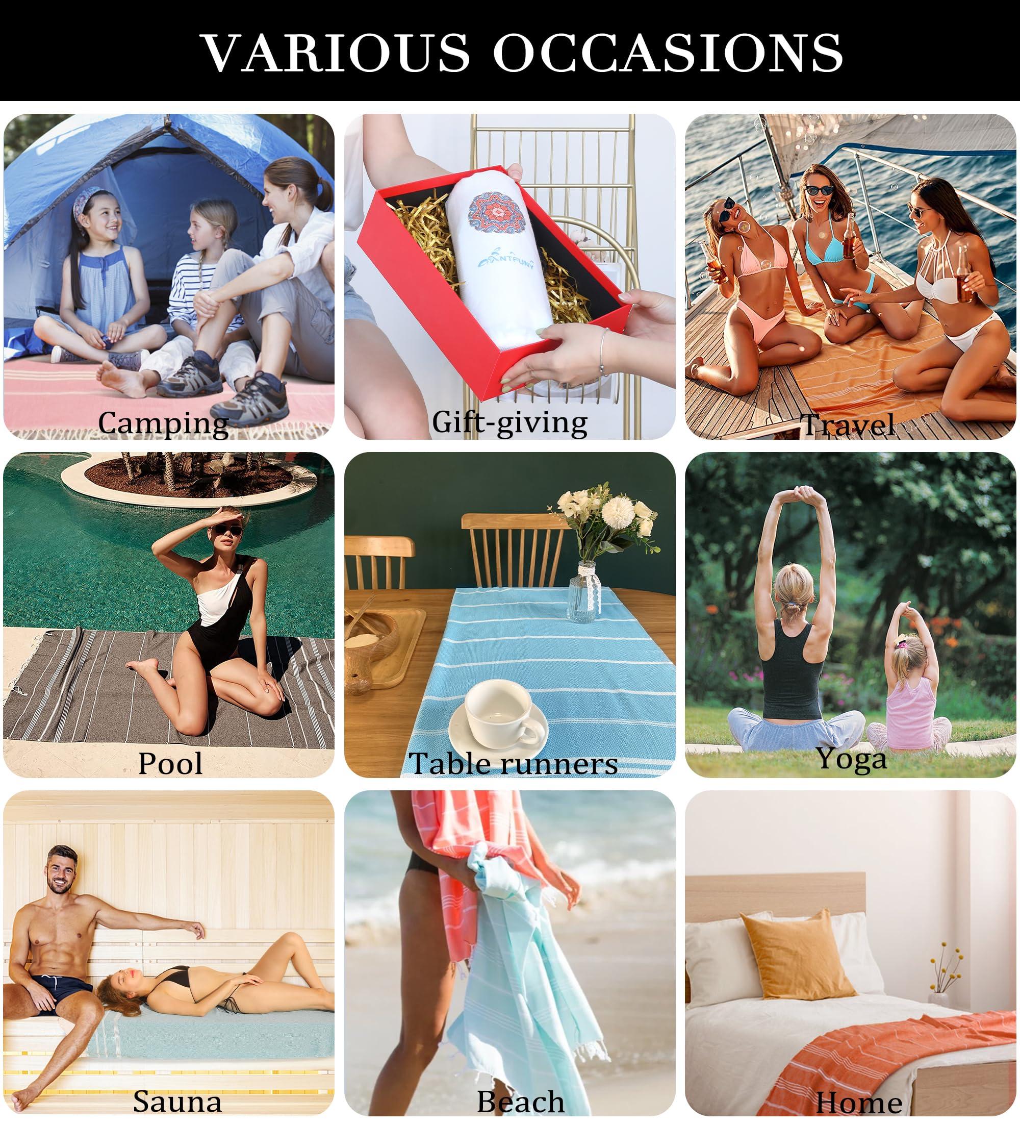 Antfuny Turkish Beach Towels Adult Pool Swim Bathroom Towel Oversized Sand Free Quick Dry Lightweight Extra Large Cloud Summer Vacation Essentials Clearance Must Haves Ship Cruise Accessories 2025 - Image 7