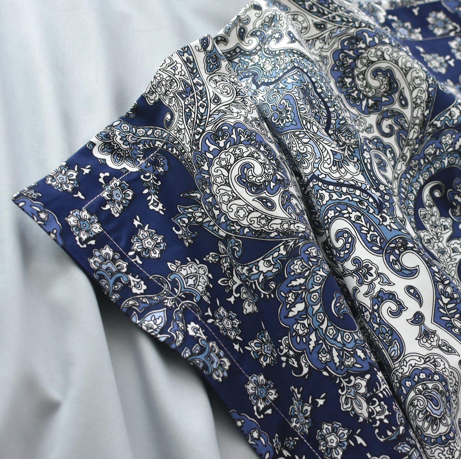 Eikei Home Damask Medallion Luxury Duvet Quilt Cover Boho Paisley Print Bedding Set 400 Thread Count Egyptian Cotton Sateen Vibrant Bohemian Pattern (Midnight, Queen) - Image 6